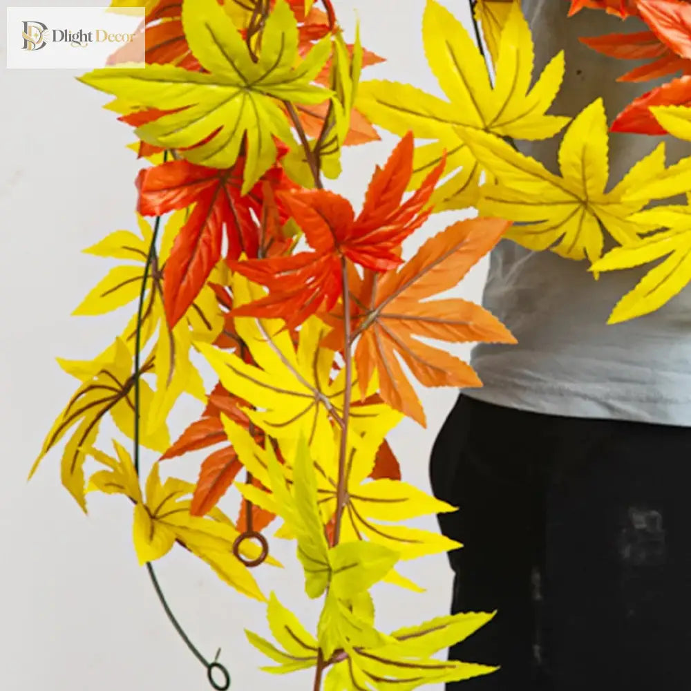 Dlight Decor 200cm Fall Maple Leaf Garland for Autumn and Halloween Decor