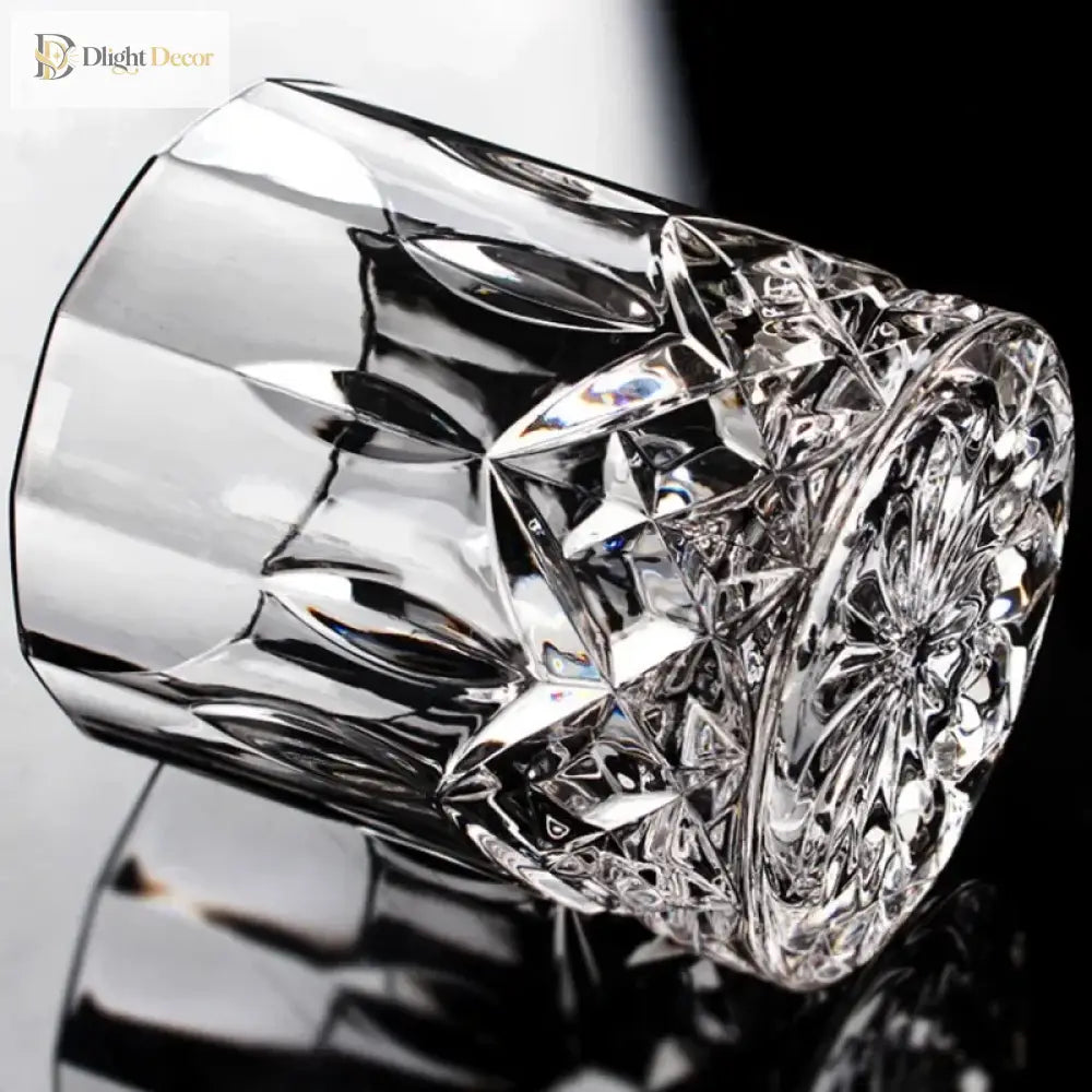 Dlight Decor 2pc 230ml Crystal Embossed Glass Cup Set – Whiskey, Wine & Water