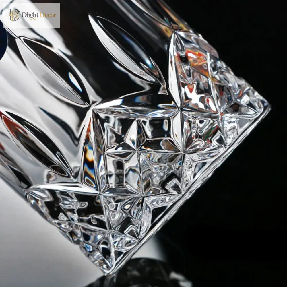 Dlight Decor 2pc 230ml Crystal Embossed Glass Cup Set – Whiskey, Wine & Water