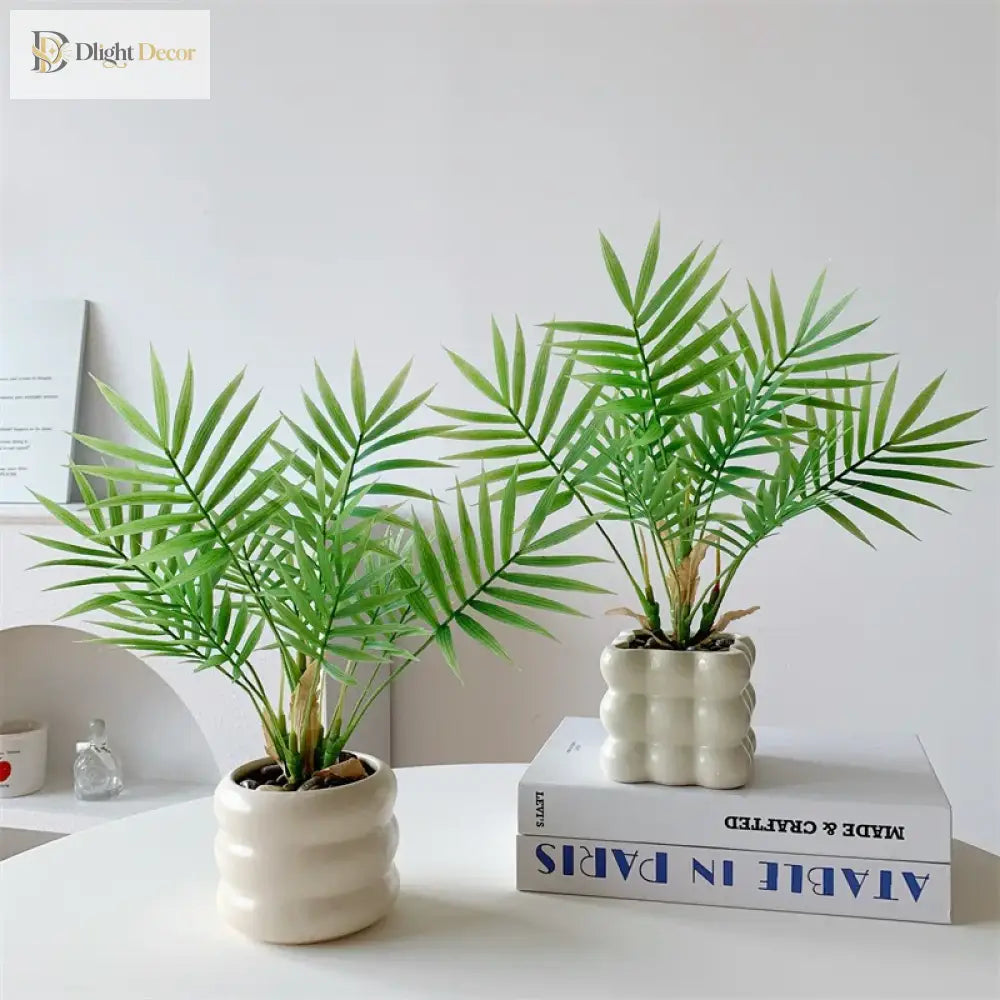 Dlight Decor 44cm Palm Plant Branch with Real Touch Monstera Leaves