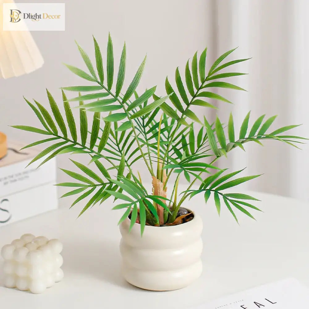 Dlight Decor 44cm Palm Plant Branch with Real Touch Monstera Leaves