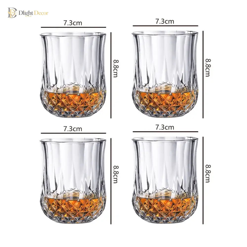 Dlight Decor 4pc Diamond Cut Glass Set 215ml Clear