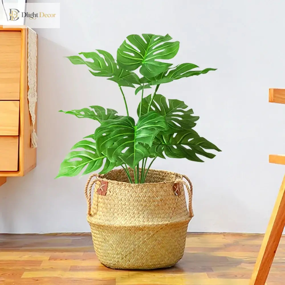 Dlight Decor 53cm Monstera Palm Plant with Turtle Leaves for Home and Party Decor