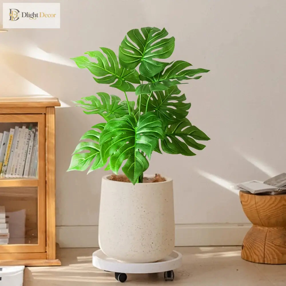 Dlight Decor 53cm Monstera Palm Plant with Turtle Leaves for Home and Party Decor