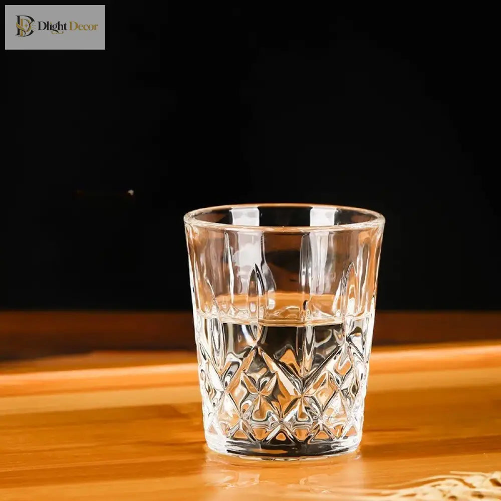 Dlight Decor 6pc Retro Engraved Glass Set Whisky, Beer, Juice & Water Cups