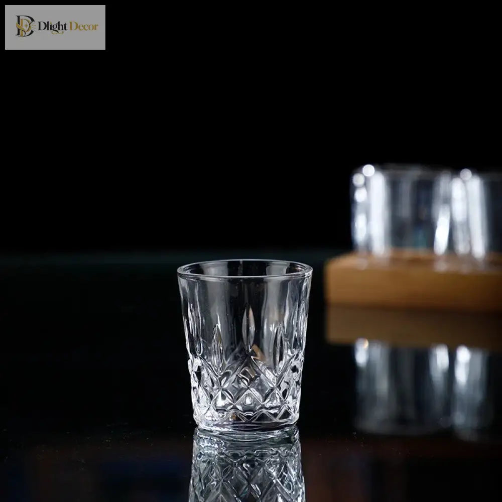 Dlight Decor 6pc Retro Engraved Glass Set Whisky, Beer, Juice & Water Cups