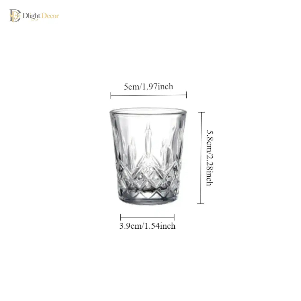 Dlight Decor 6pc Retro Engraved Glass Set Whisky, Beer, Juice & Water Cups