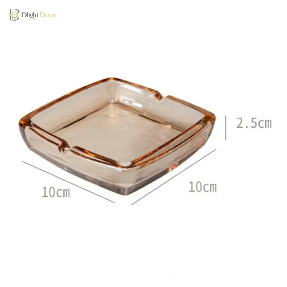 Dlight Decor Classic Square Crystal Glass Ashtray Transparent Smoke Tray for Home, Bar & Office