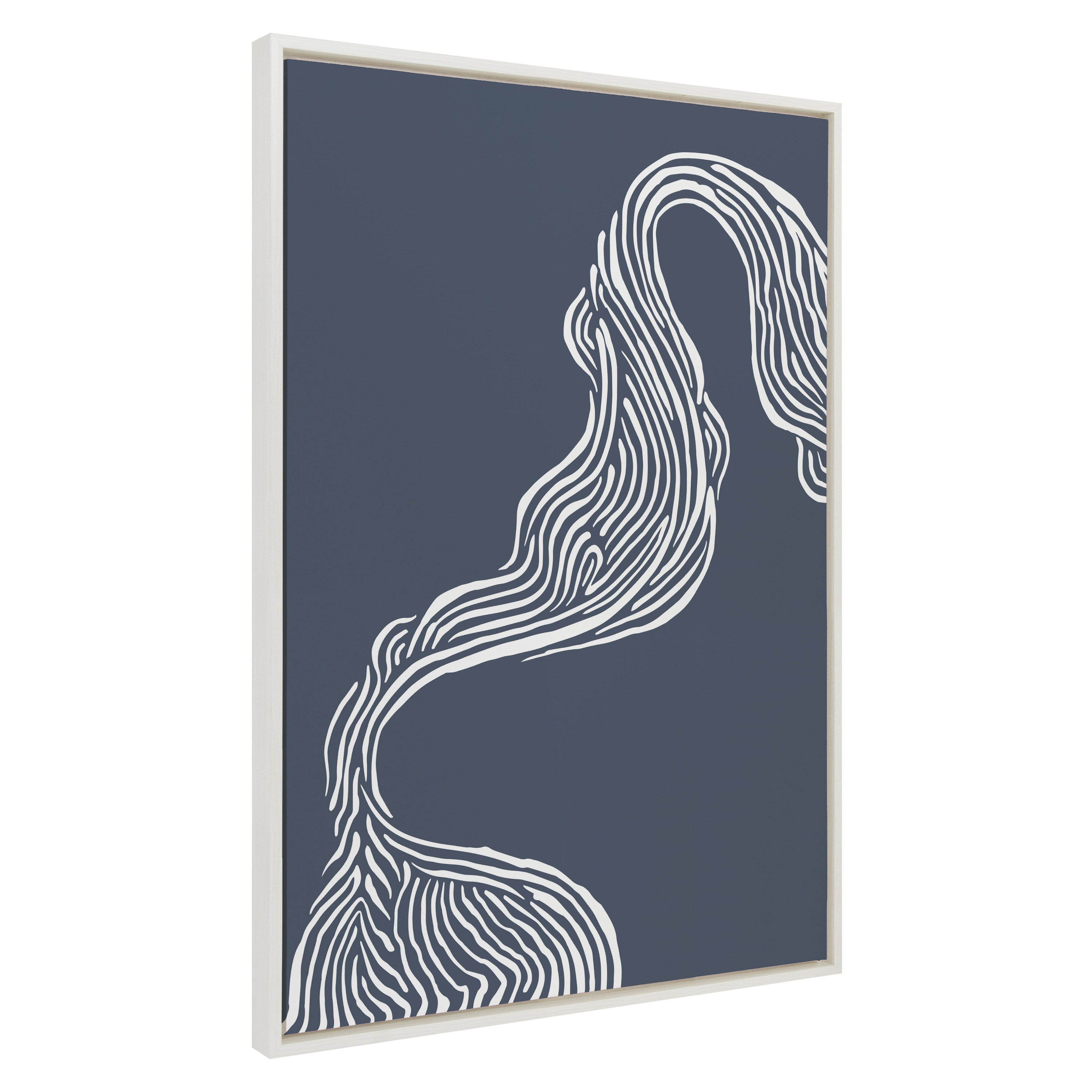 Sylvie Rich Blue Abstract River Framed Canvas by The Creative Bunch Studio