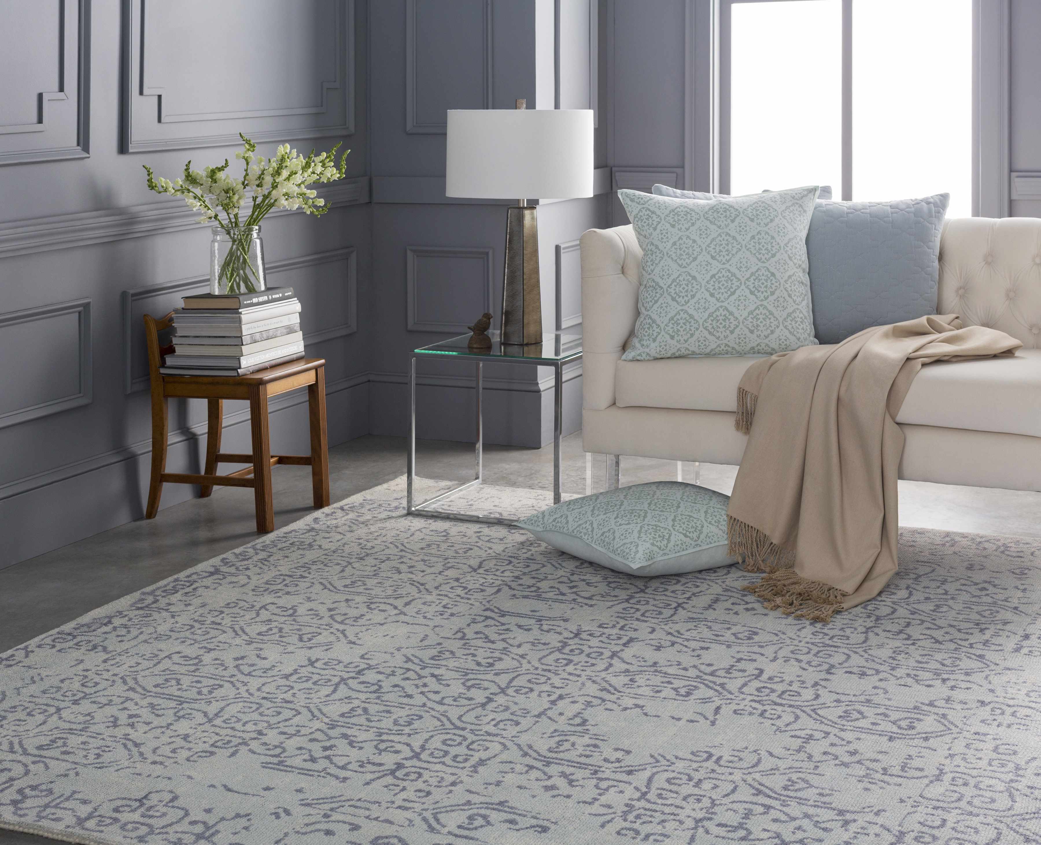 Nanticoke Light Sage Floral Diamond Pattern Throw Pillow - Clearance-0