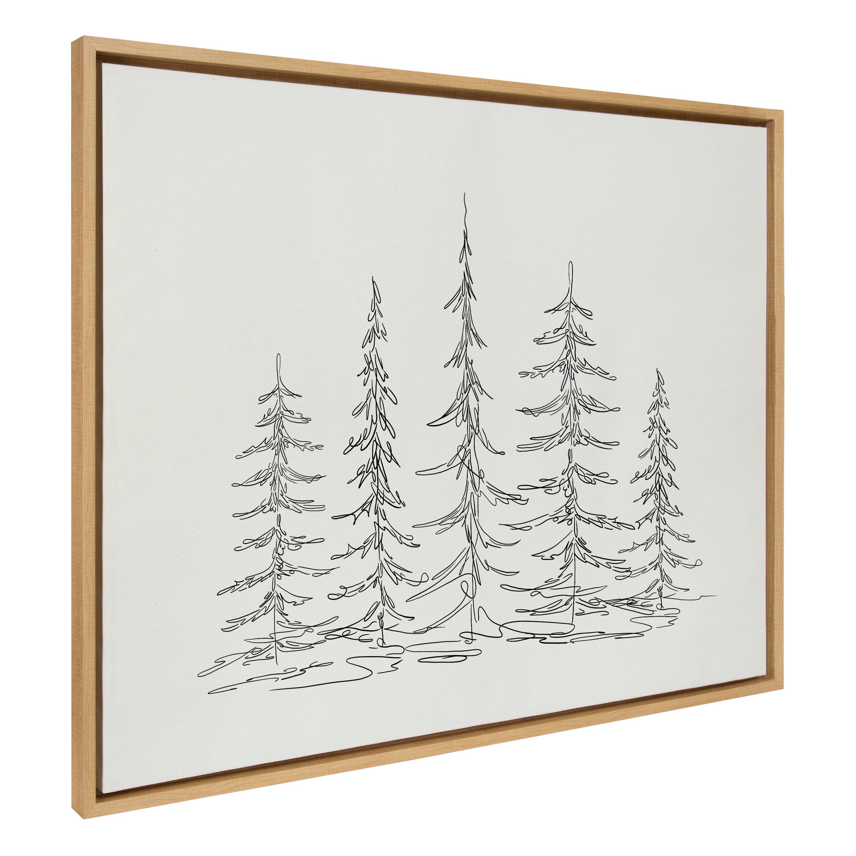 Sylvie Minimalist Evergreen Trees Sketch Framed Canvas by The Creative Bunch Studio