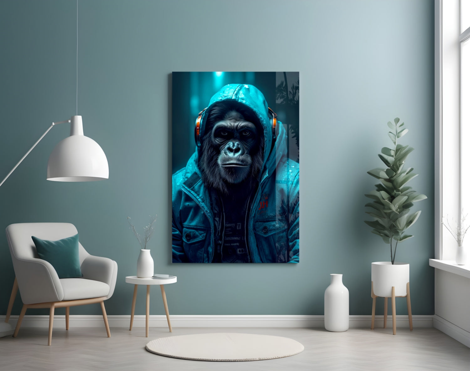 Music and the Ape Glass Wall Art || Designer Collection