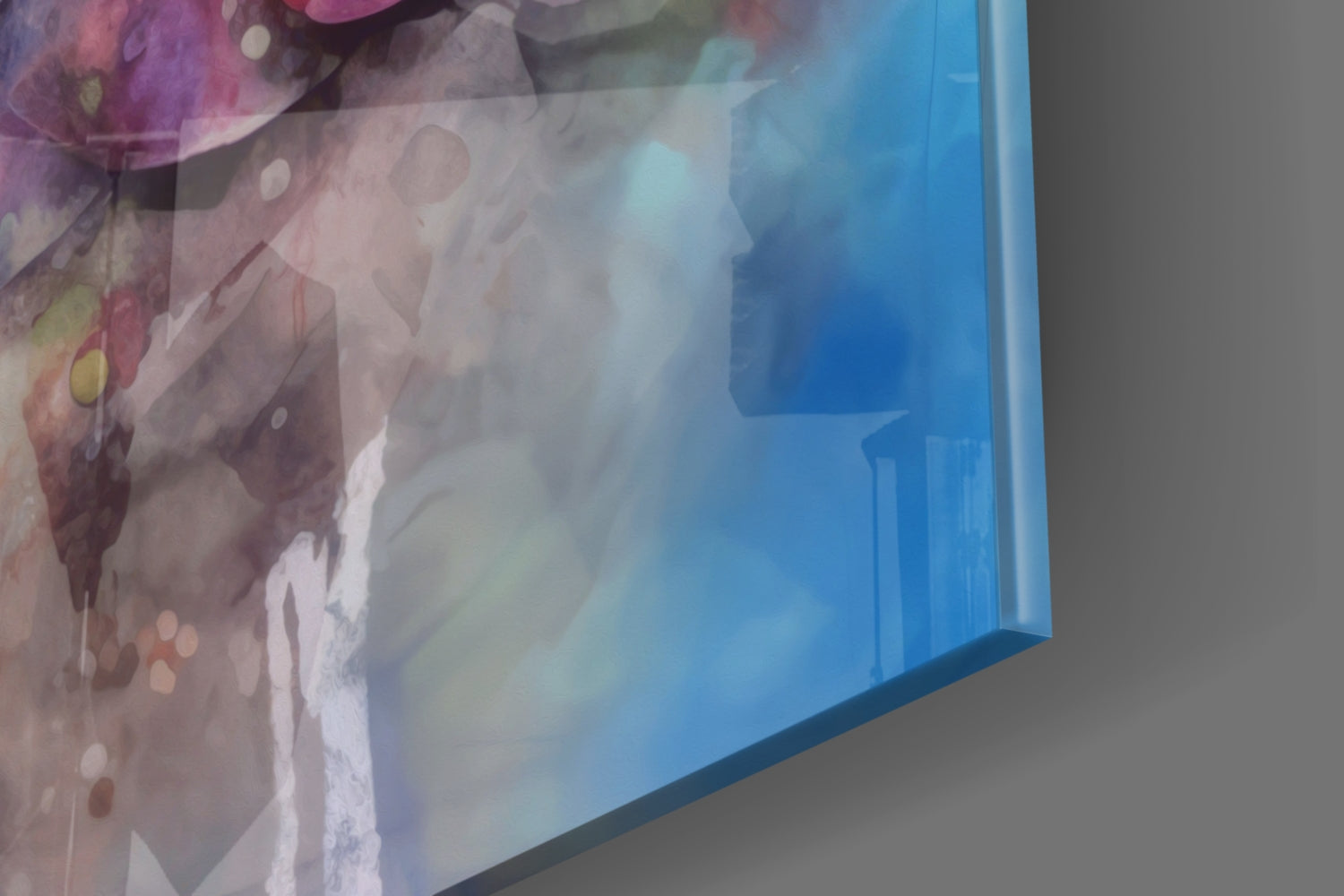 Watercolor Splash Meditating Buddha Glass Wall Art