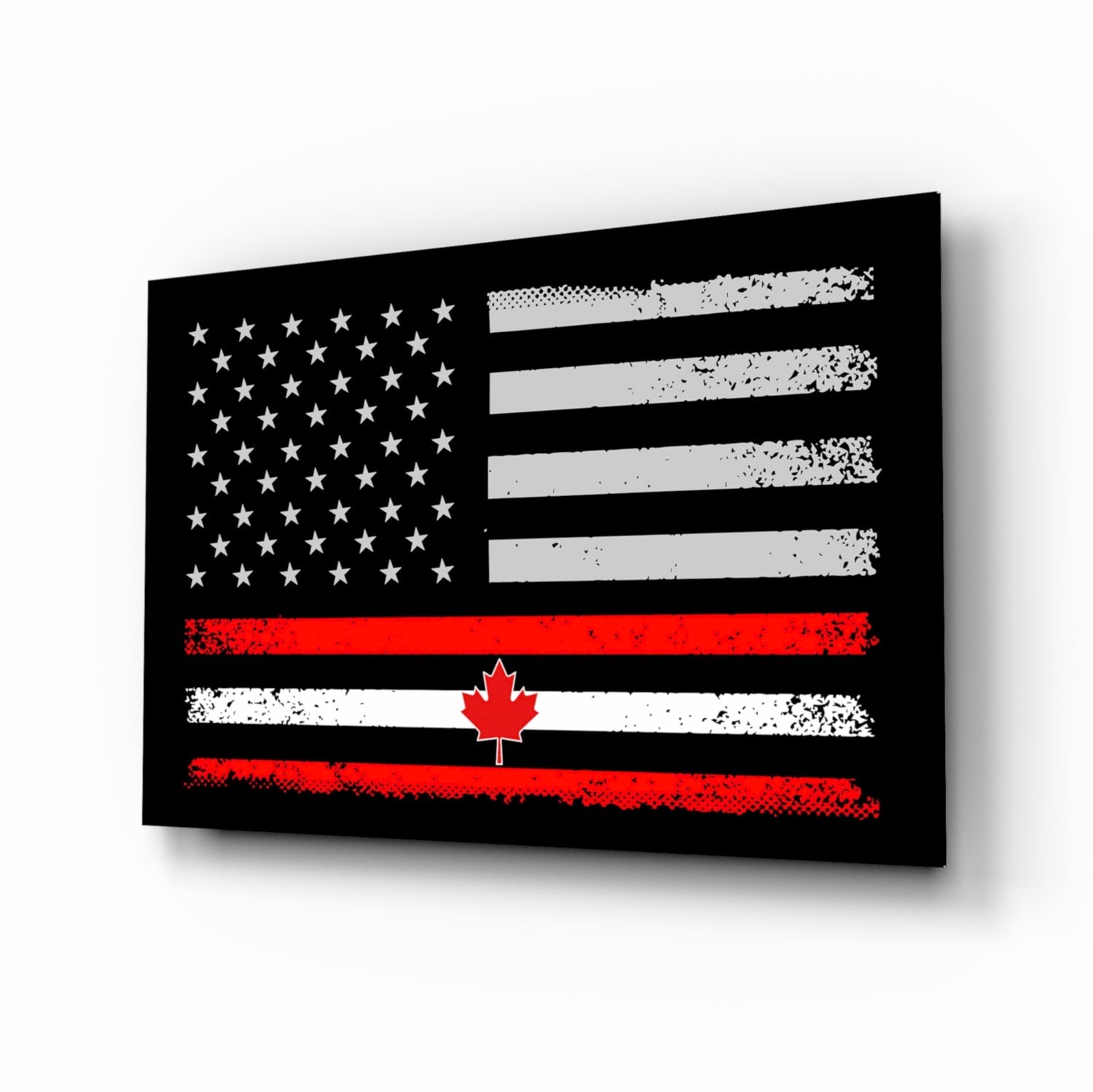 USA-Canada Flag Glass Wall Art || Designer Collection