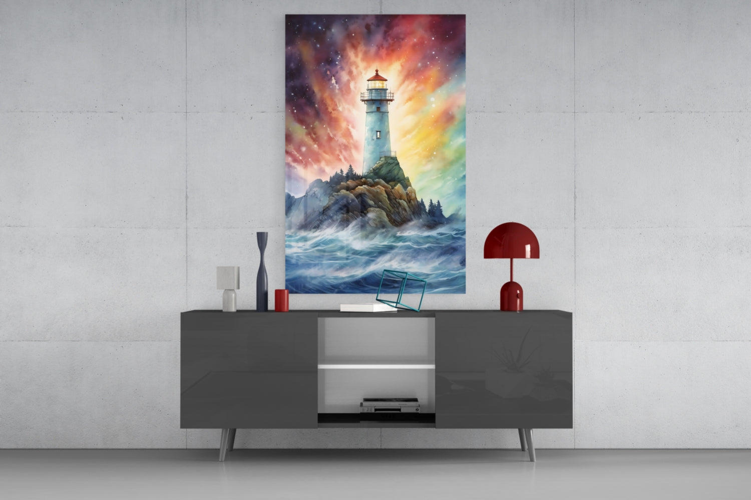 Lighthouse Glass Wall Art || Designer Collection