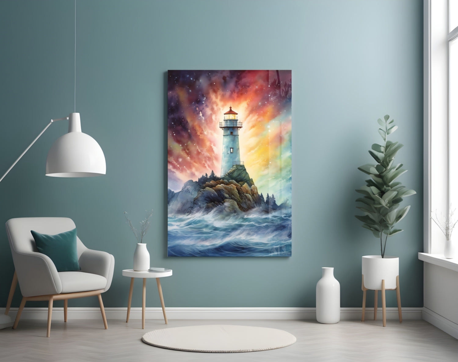 Lighthouse Glass Wall Art || Designer Collection