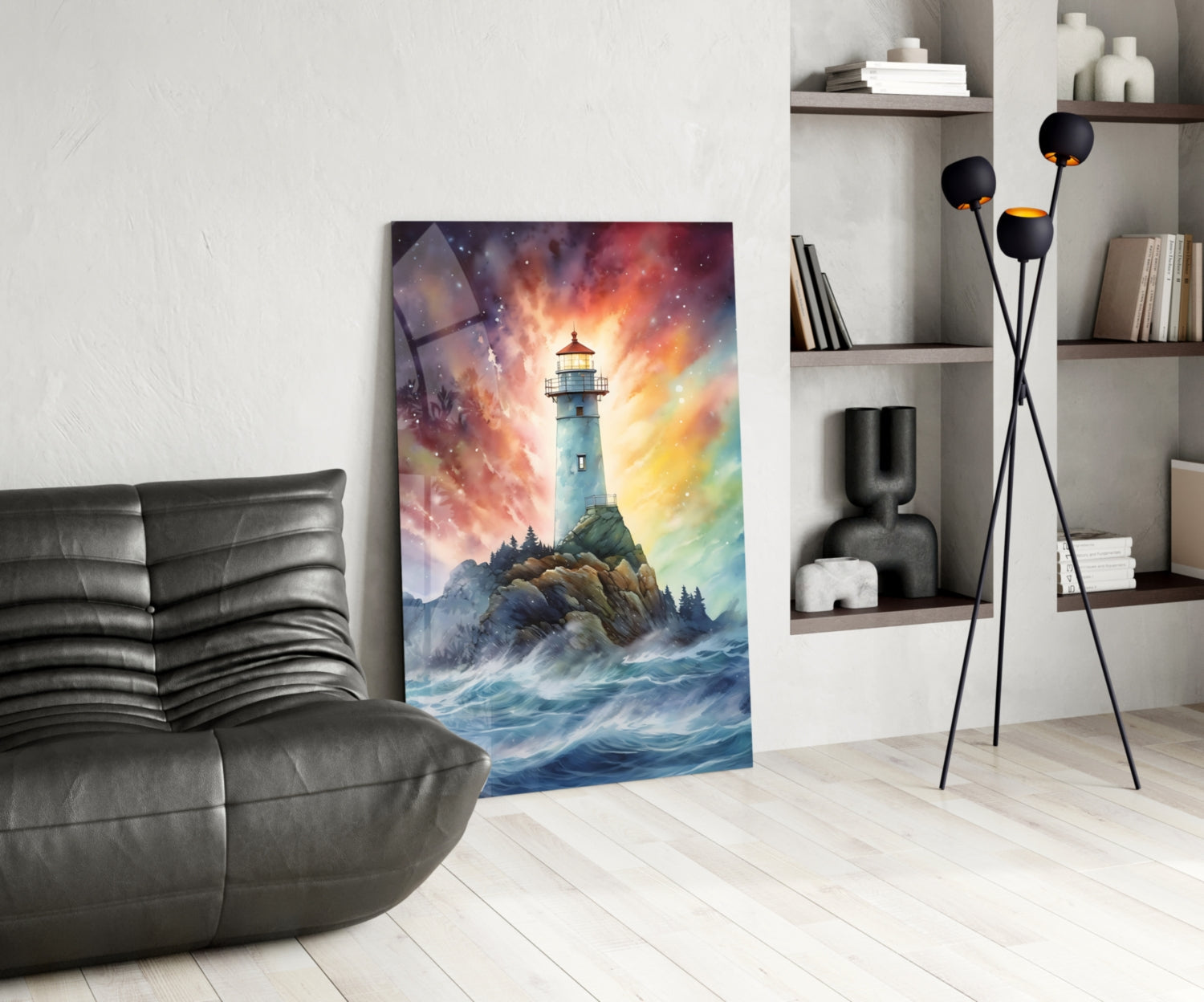 Lighthouse Glass Wall Art || Designer Collection