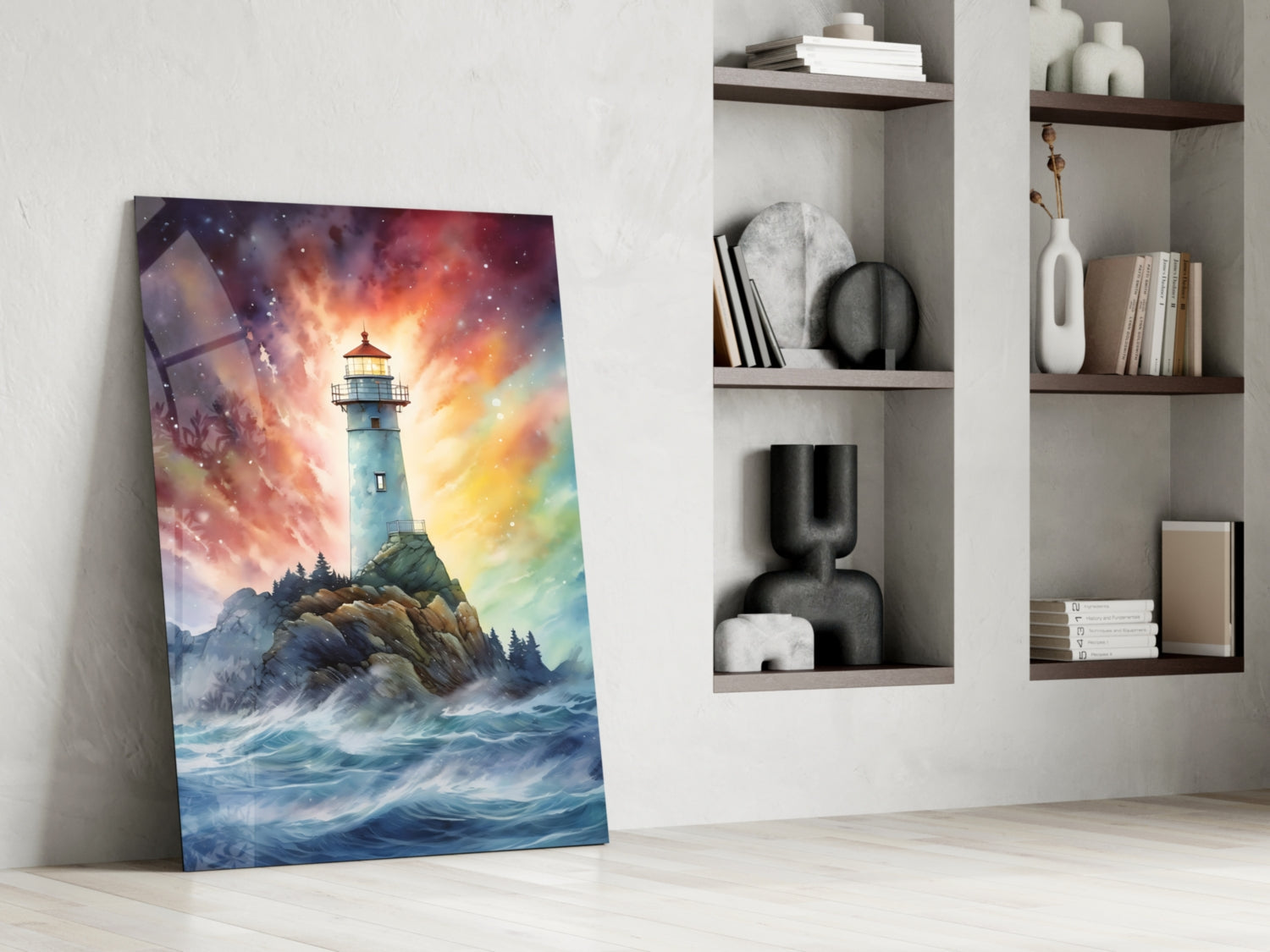 Lighthouse Glass Wall Art || Designer Collection