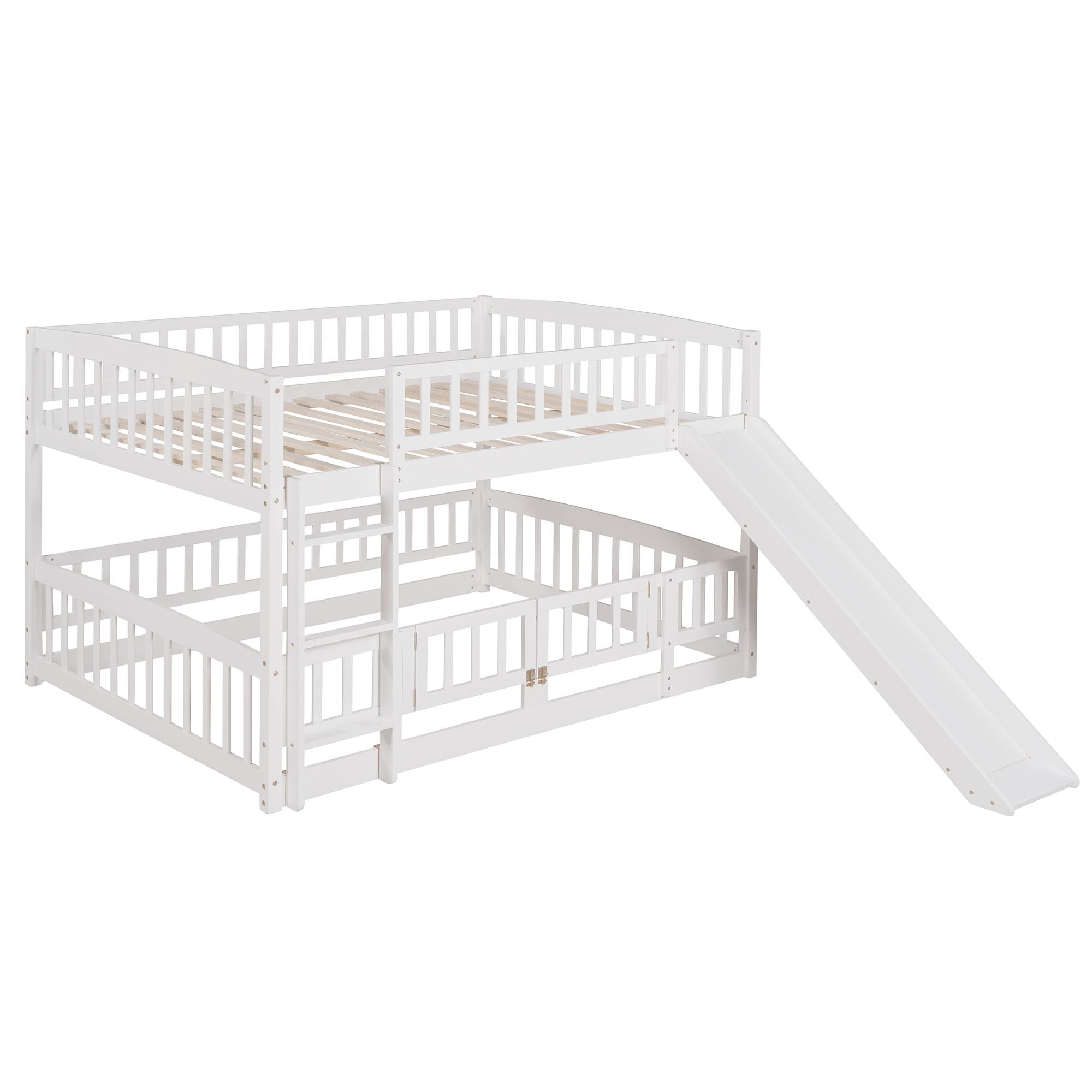 Full Over Full Bunk Bed with Slide - White - Just Better Bunk Beds