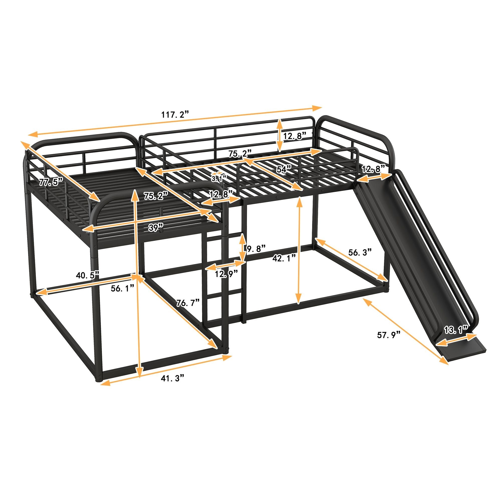 Twin Bunk Bed with Slide & Ladder - Just Better Bunk Beds