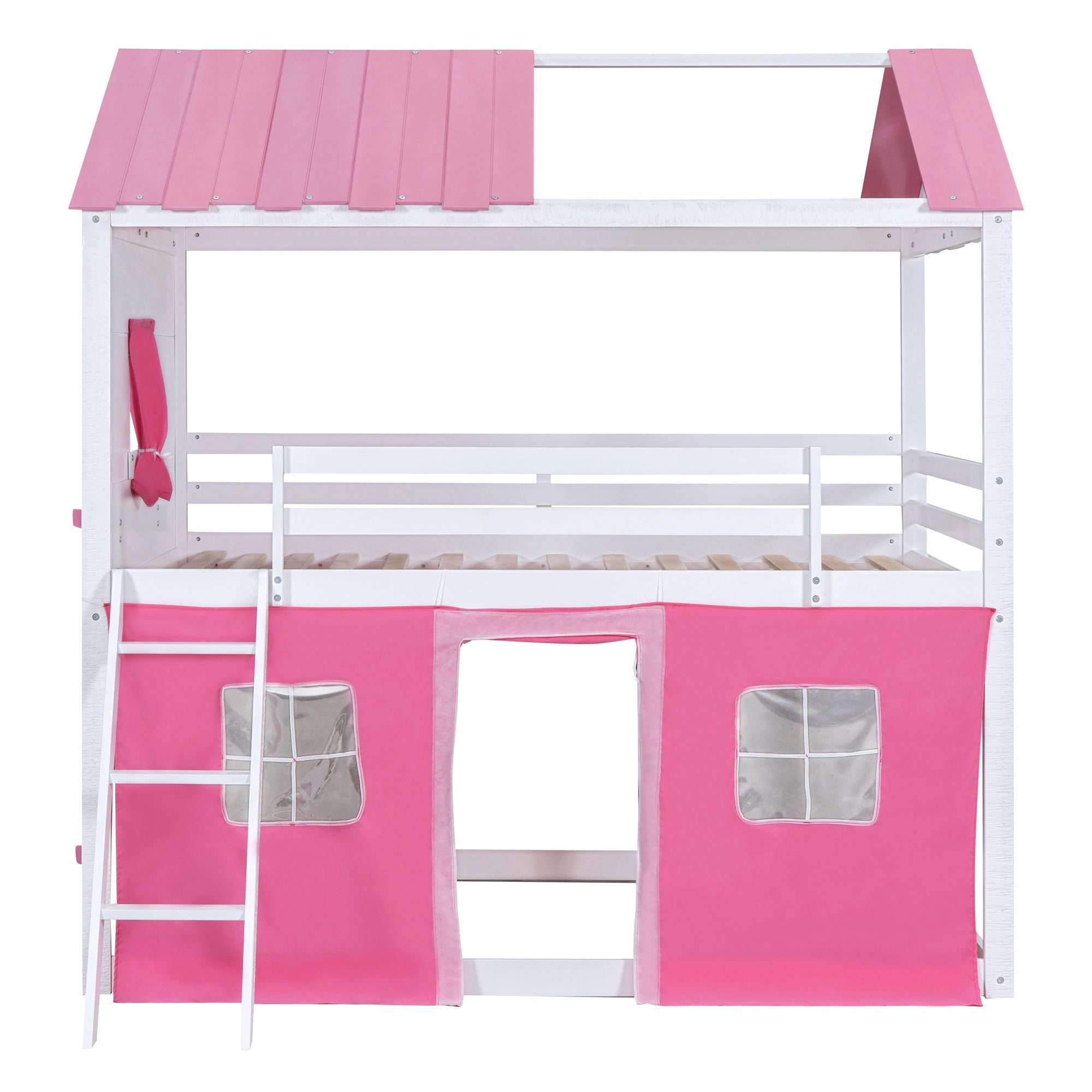 Full House Bunk Bed with Tent & Windows - White - Just Better Bunk Beds