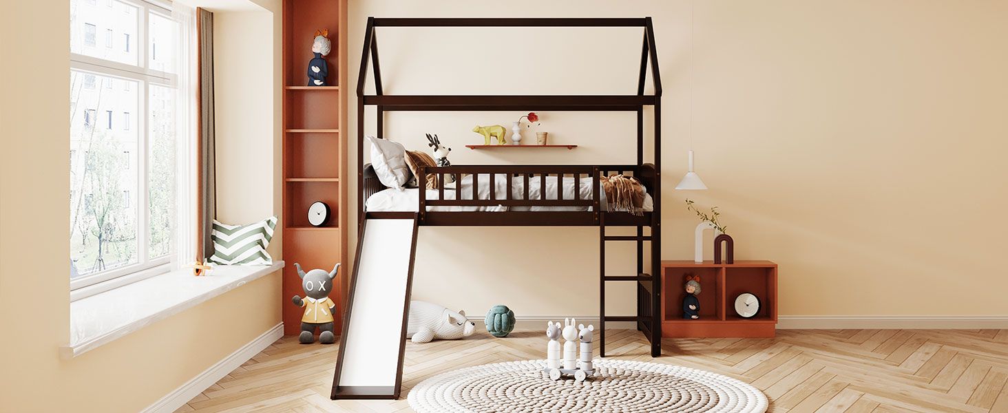 Twin Loft Bed with Slide & Ladder - Just Better Bunk Beds