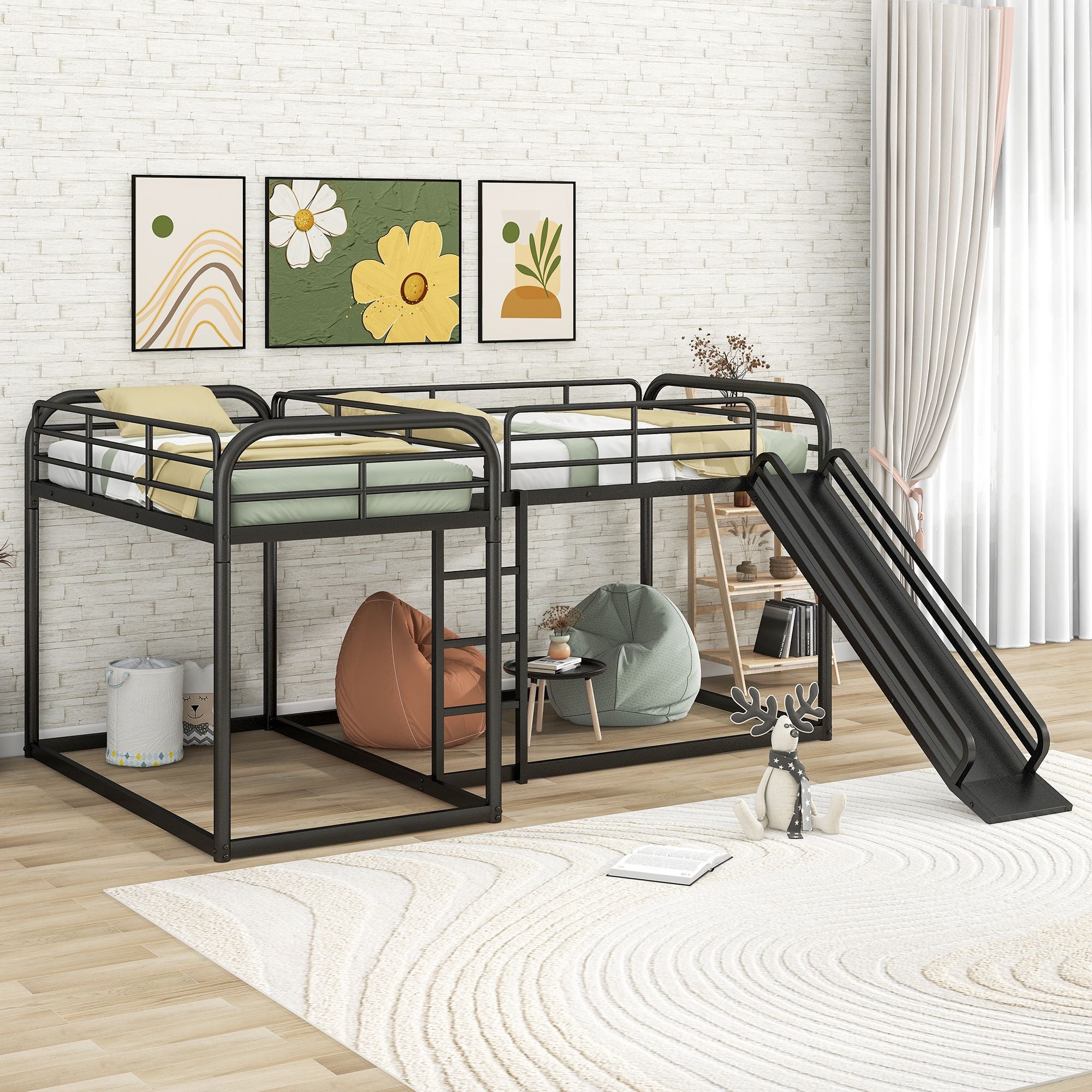 Twin Bunk Bed with Slide & Ladder - Just Better Bunk Beds