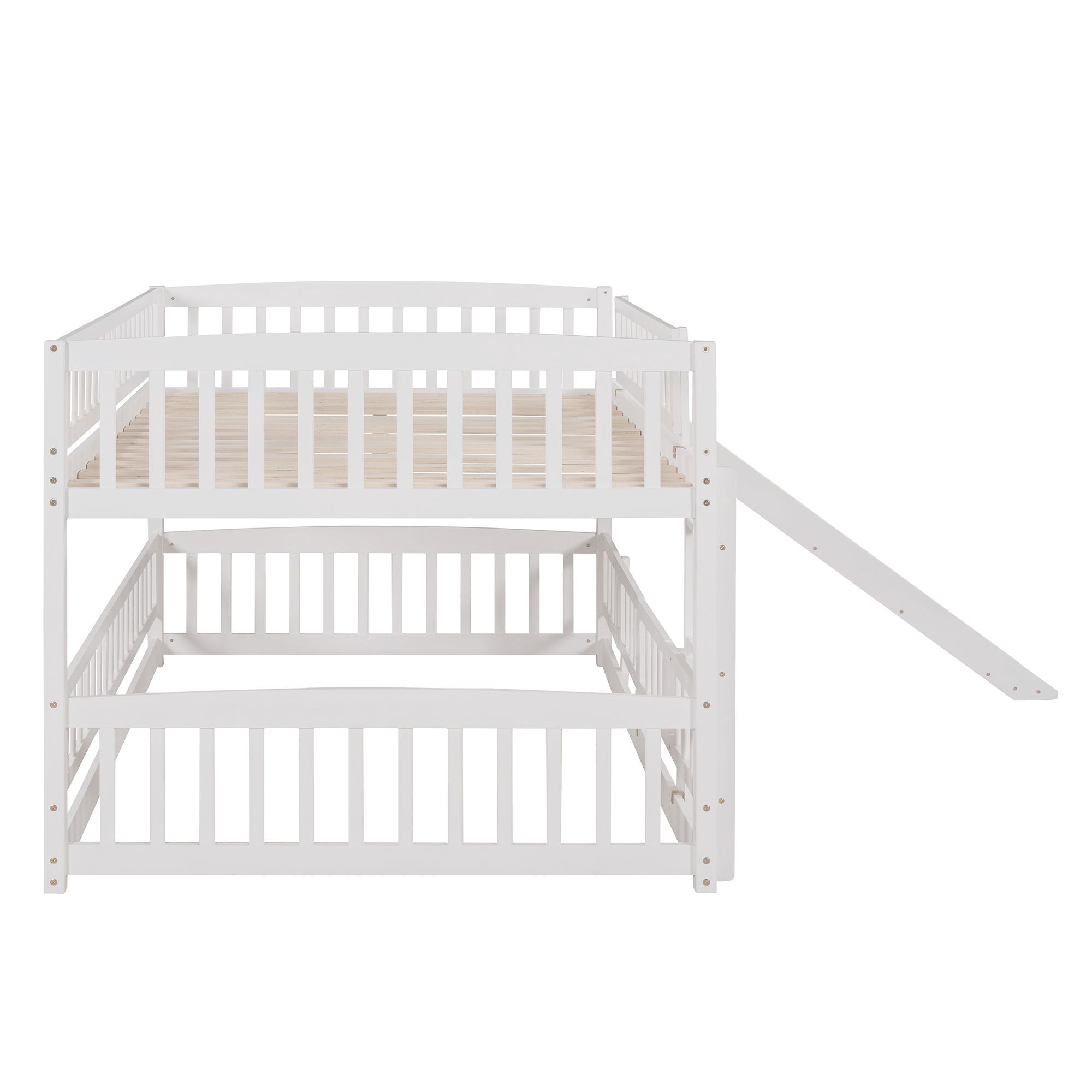 Full Over Full Bunk Bed with Slide - White - Just Better Bunk Beds
