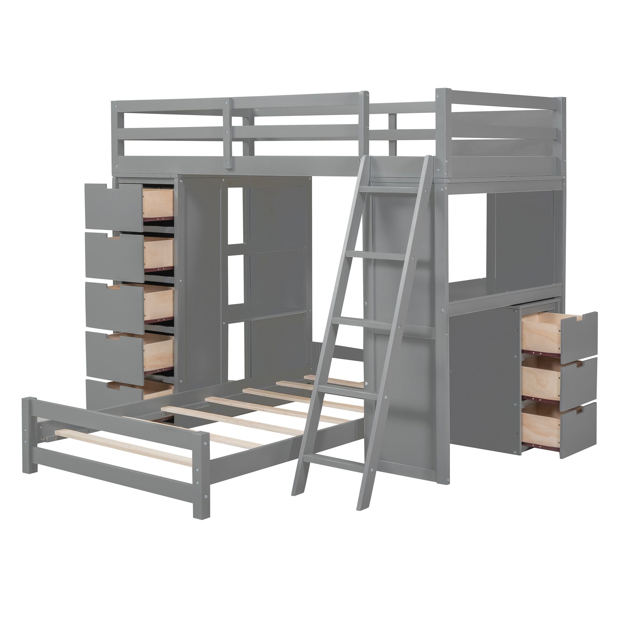Twin Over Twin Bunk Bed - Gray - Just Better Bunk Beds