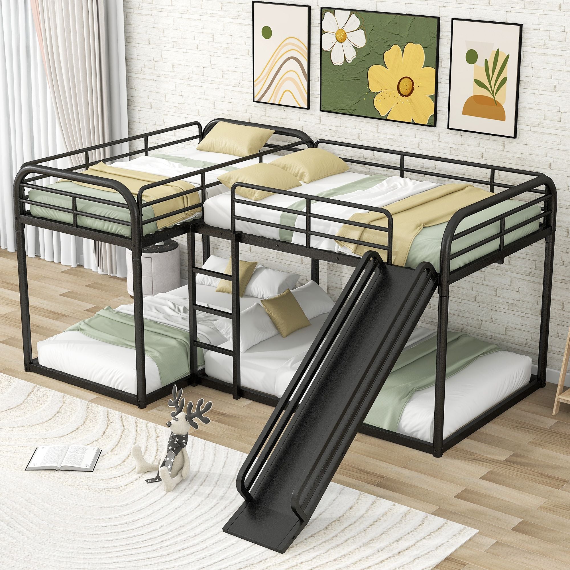 Twin Bunk Bed with Slide & Ladder - Just Better Bunk Beds