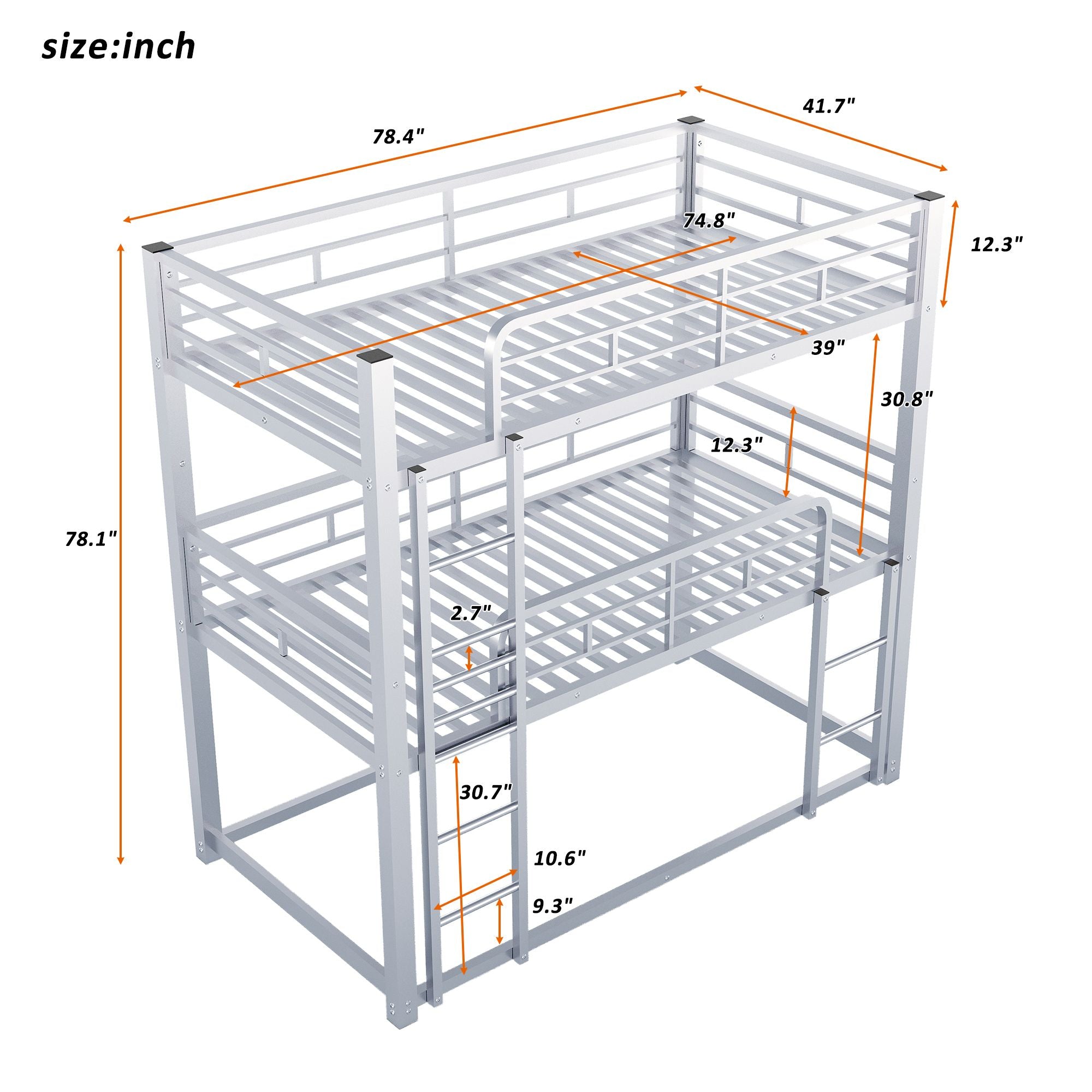 Triple Twin Metal Bunk Bed - Just Better Bunk Beds