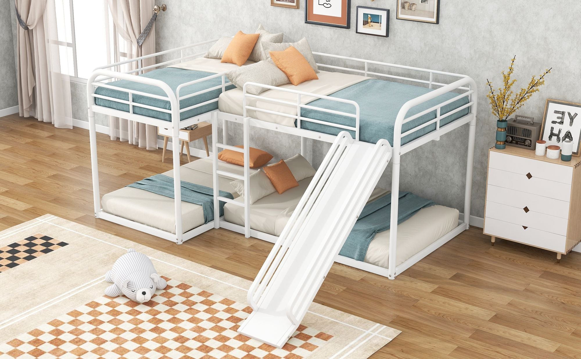 Twin Bunk Bed with Slide & Ladder - Just Better Bunk Beds