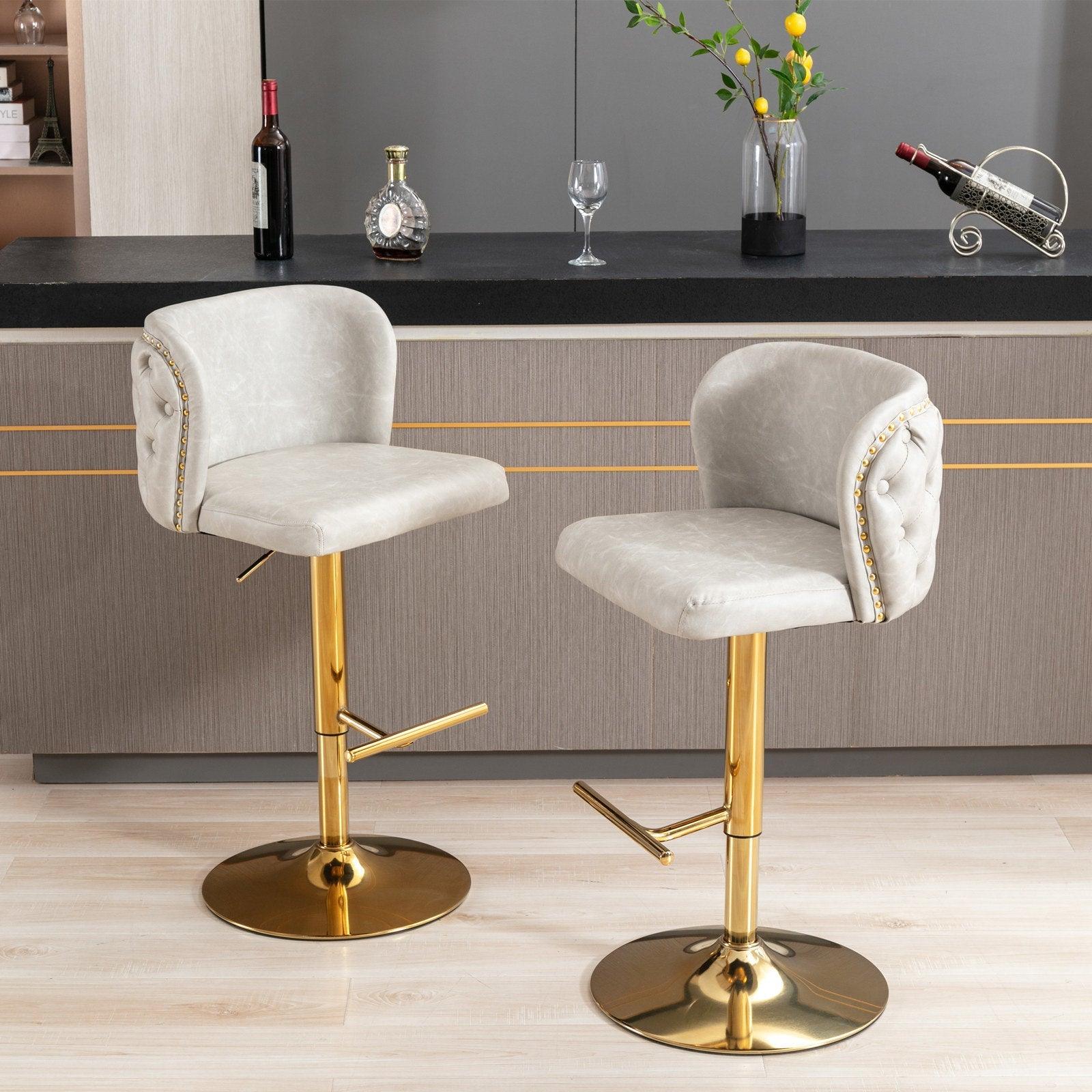 Set of 2 Modern PU Upholstered Swivel Barstools - PRHOMZ