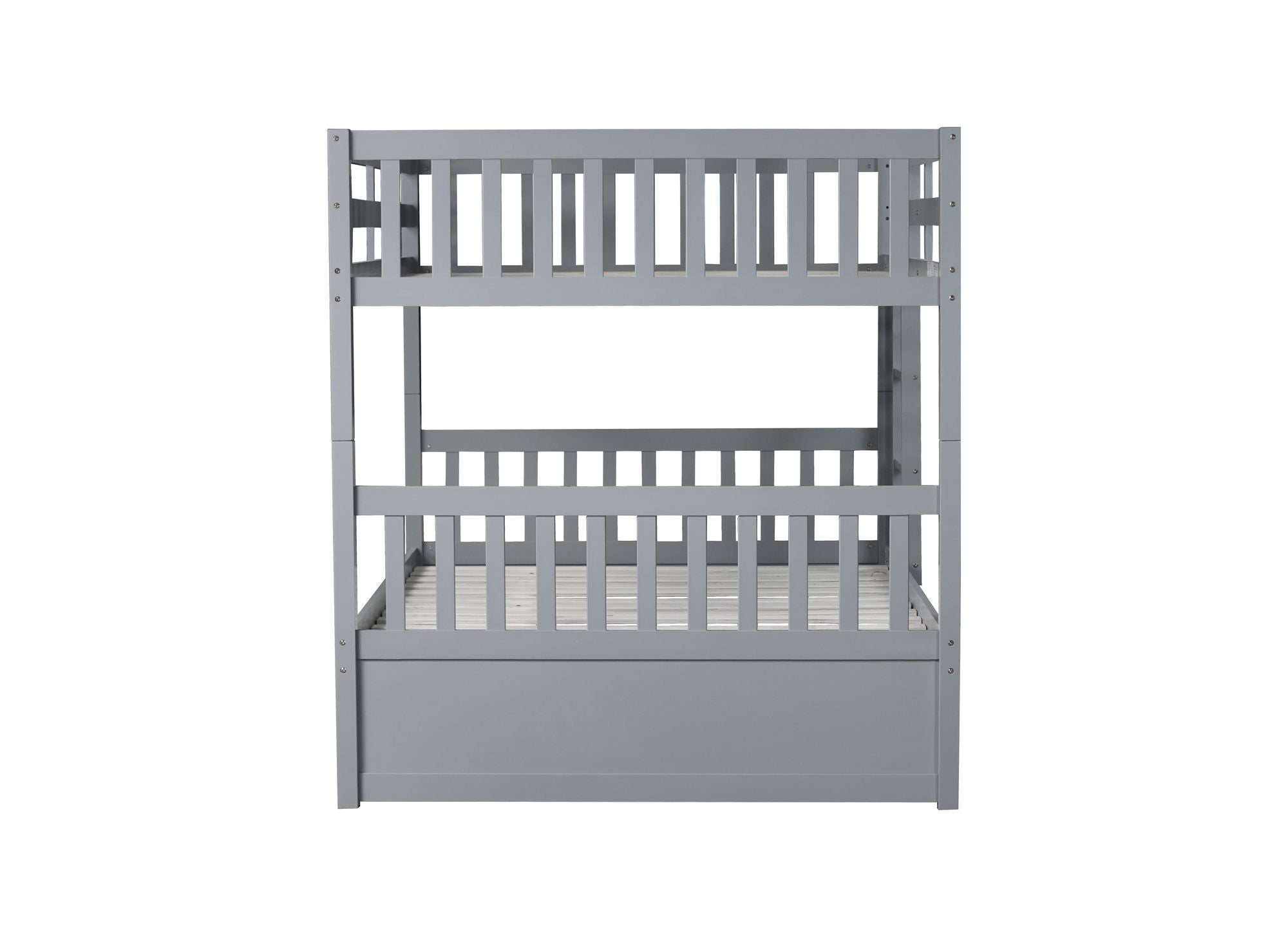Twin Wood Bunk Bed with Trundle - Gray - Just Better Bunk Beds