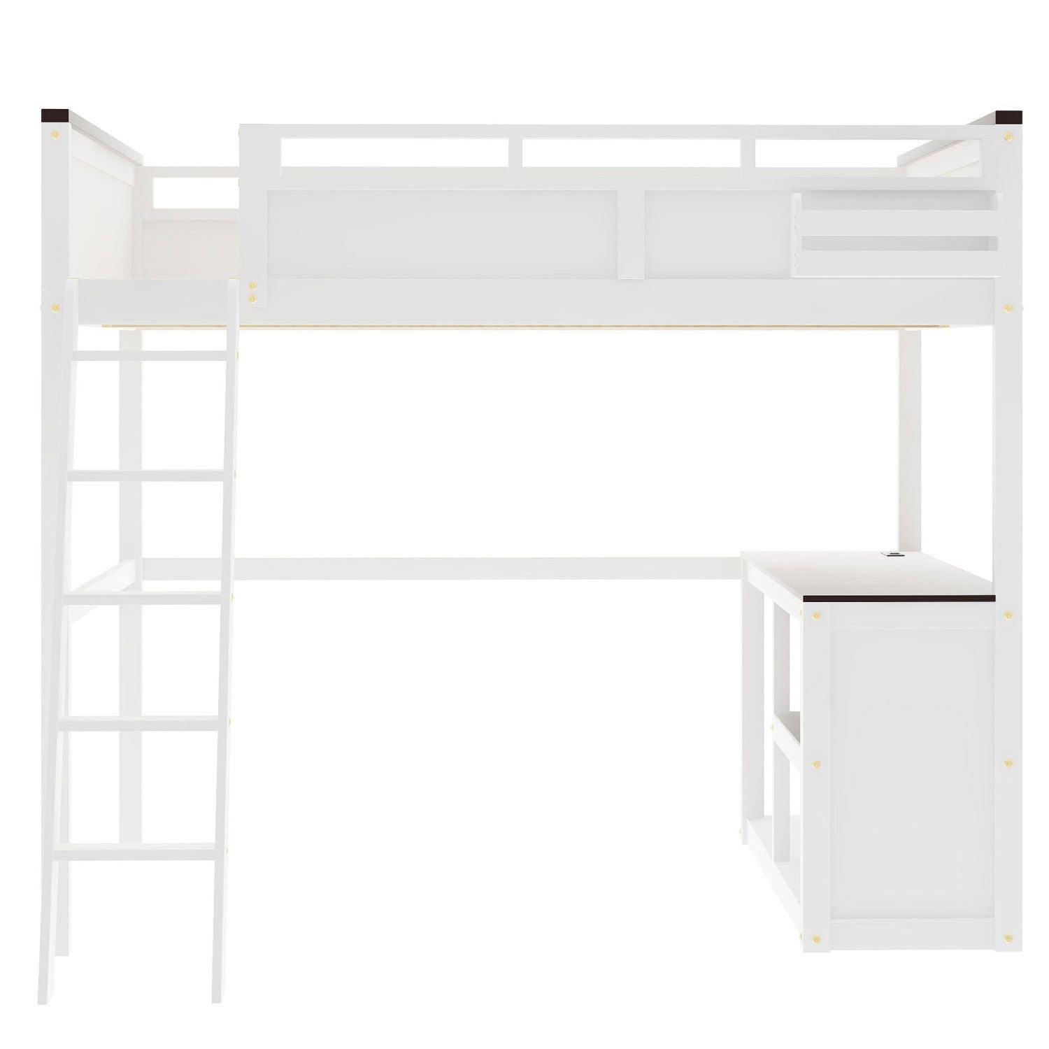 Queen Loft Bed with Storage & Desk - White - Just Better Bunk Beds