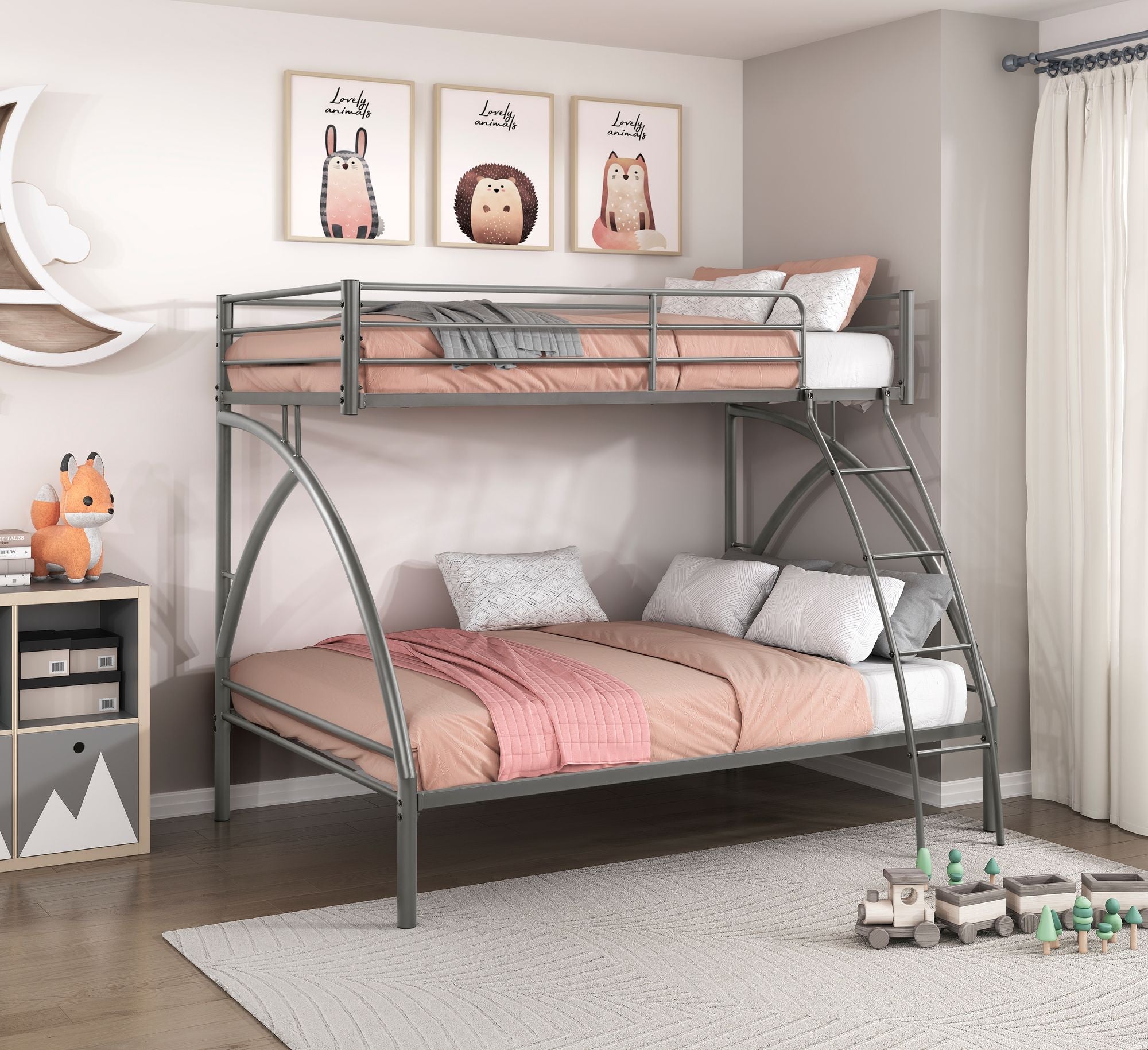 Twin Metal Bunk Bed - Gray - Just Better Bunk Beds