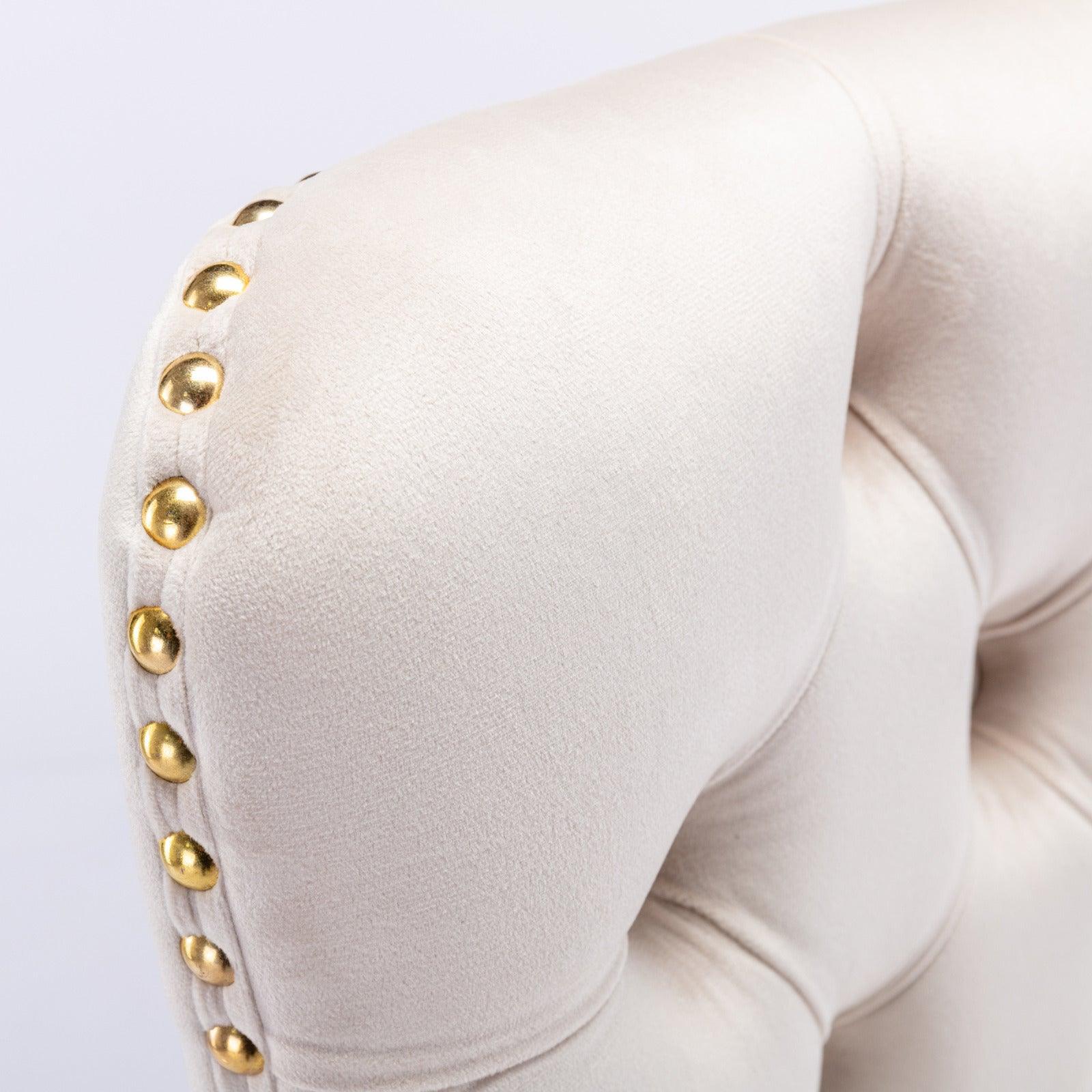 Set of 2 Thick Golden Swivel Velvet Barstools - PRHOMZ