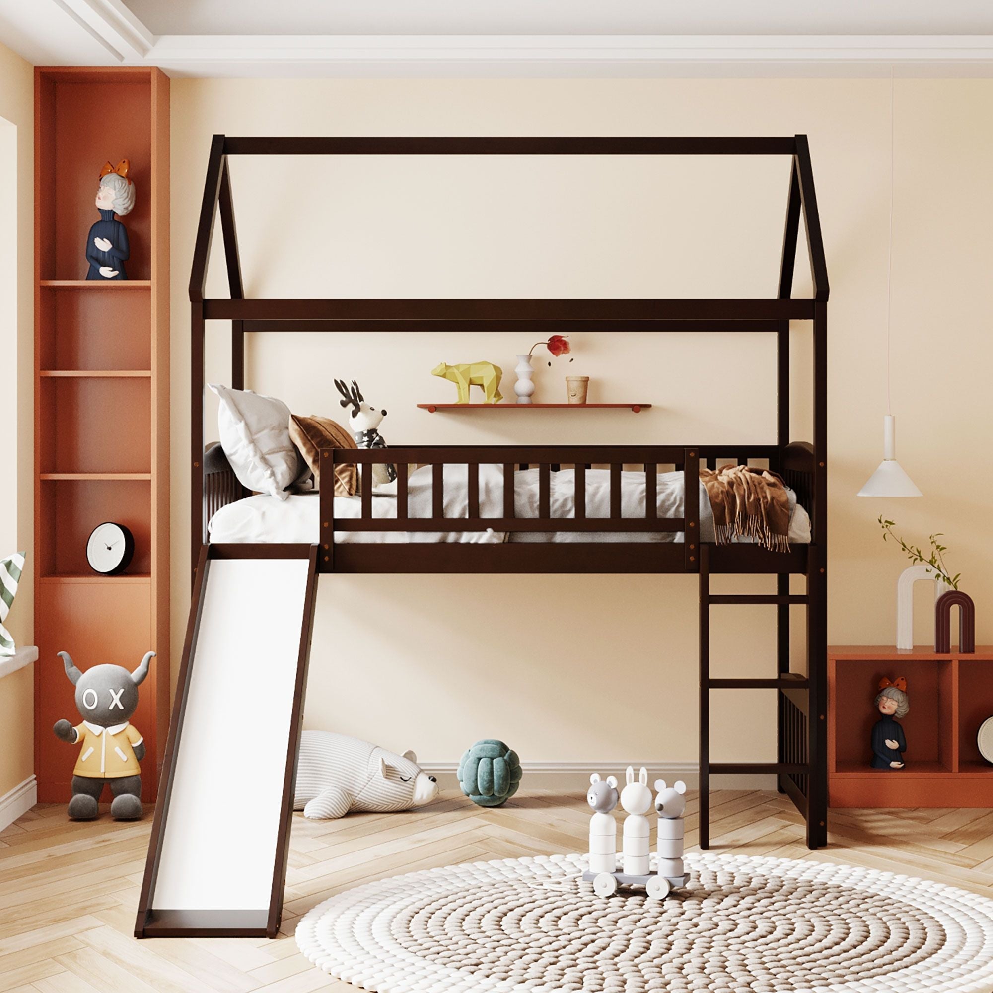 Twin Loft Bed with Slide & Ladder - Just Better Bunk Beds