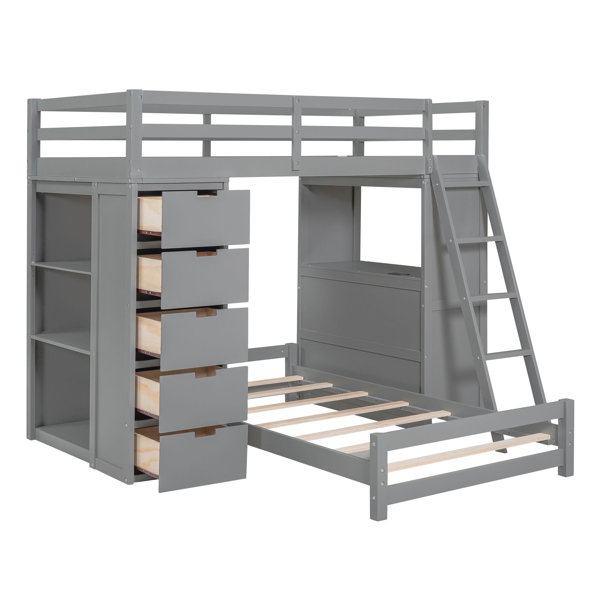 Twin Over Twin Bunk Bed - Gray - Just Better Bunk Beds
