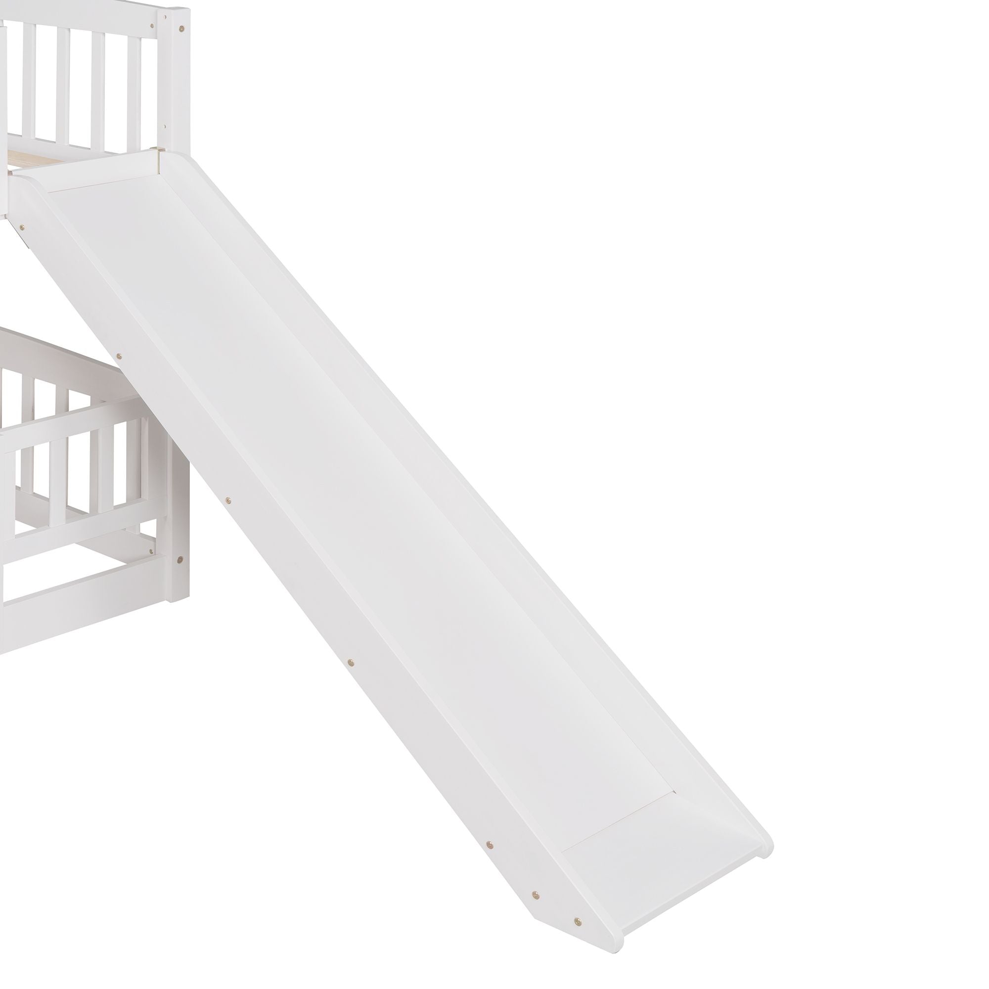 Full Over Full Bunk Bed with Slide - White - Just Better Bunk Beds