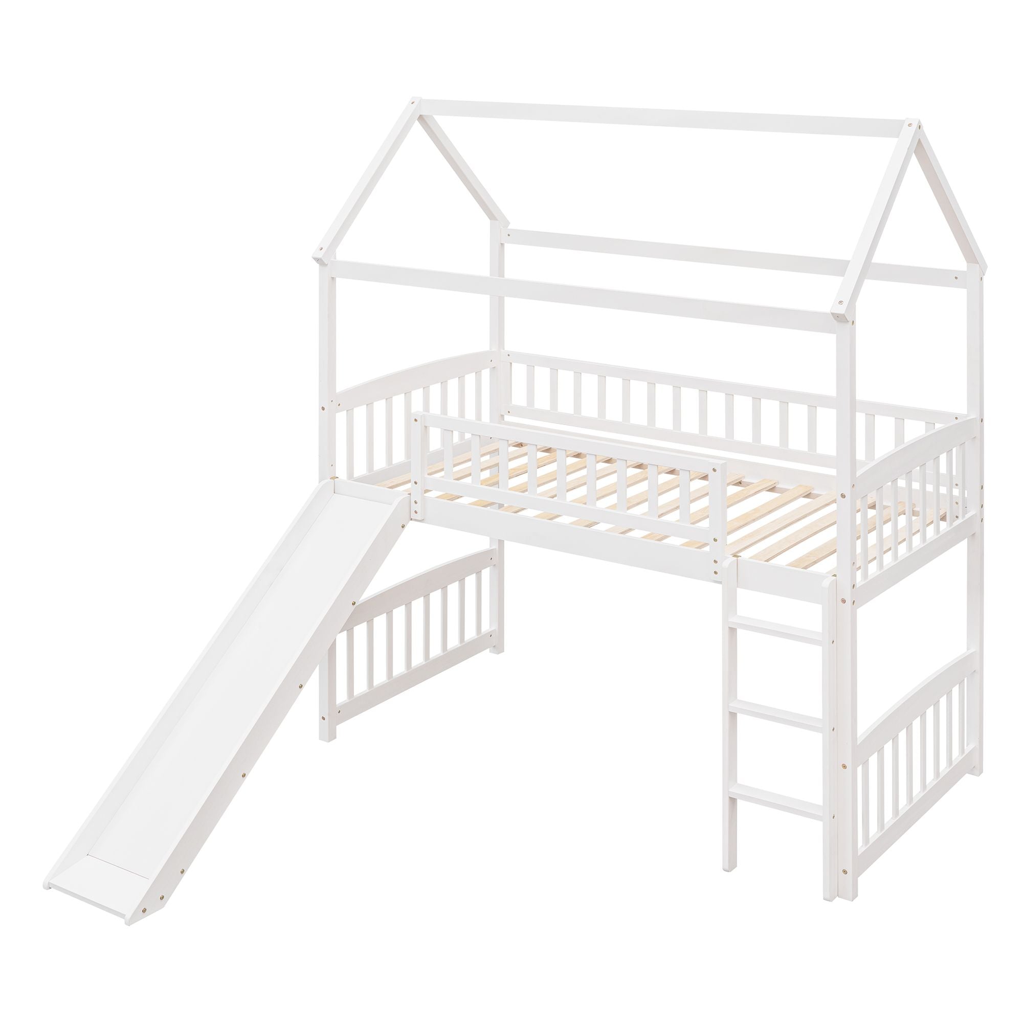Twin Loft Bed with Slide & Ladder - Just Better Bunk Beds