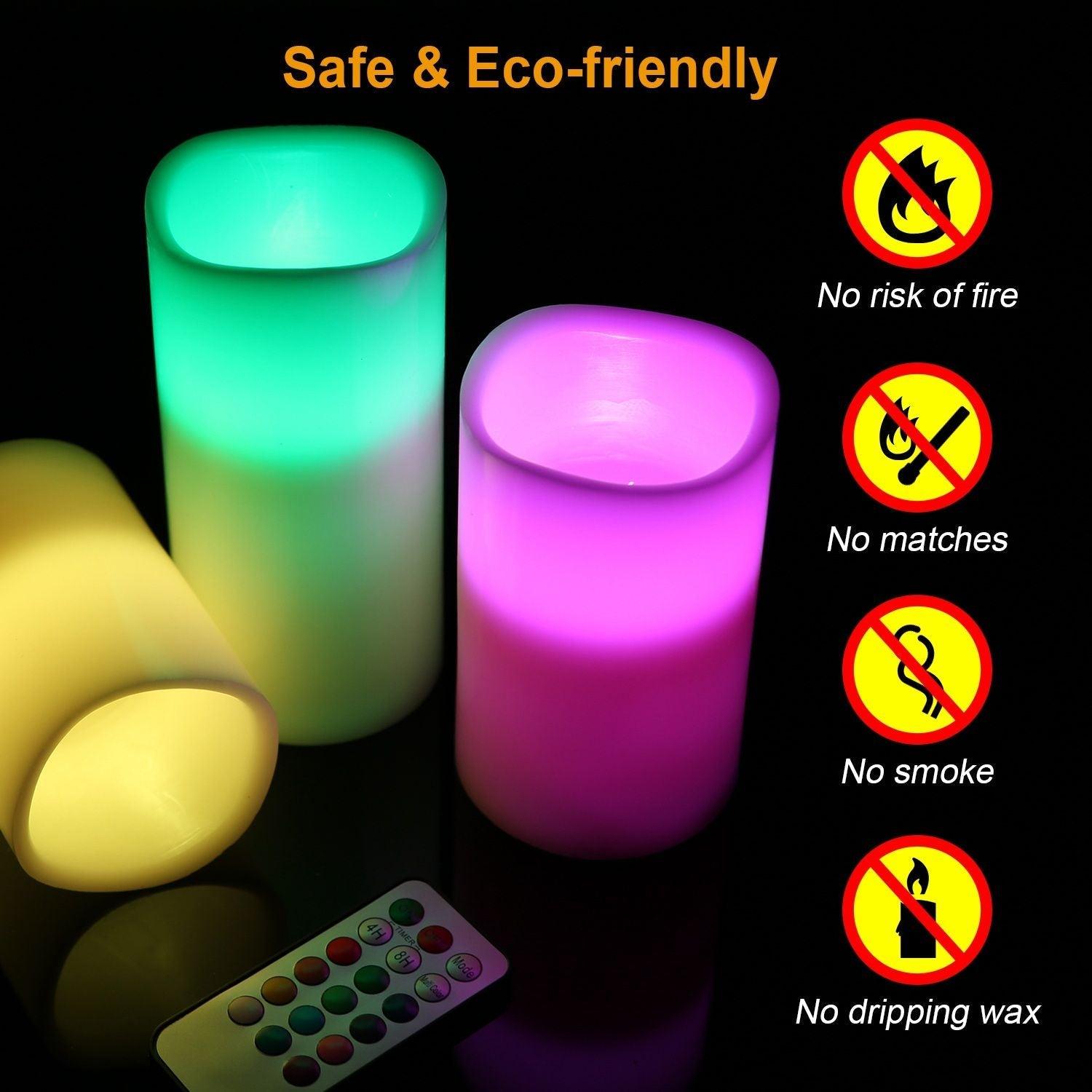 3-Packs Flameless Candles LED Flickering Candles w/ Remote Control Timer - PRHOMZ