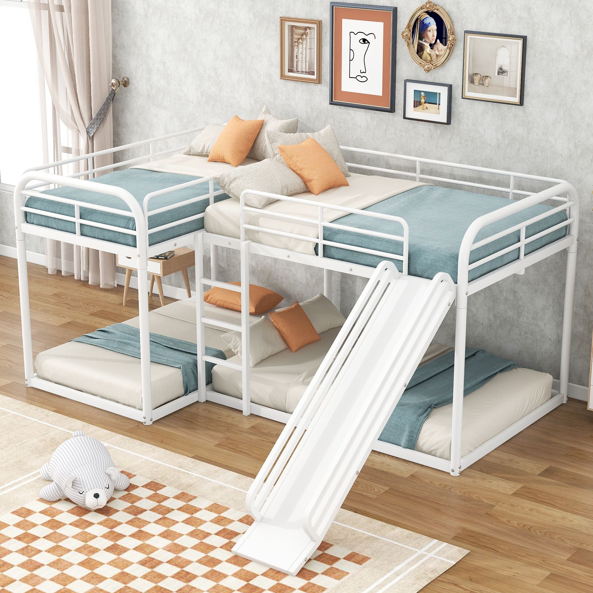 Twin Bunk Bed with Slide & Ladder - Just Better Bunk Beds