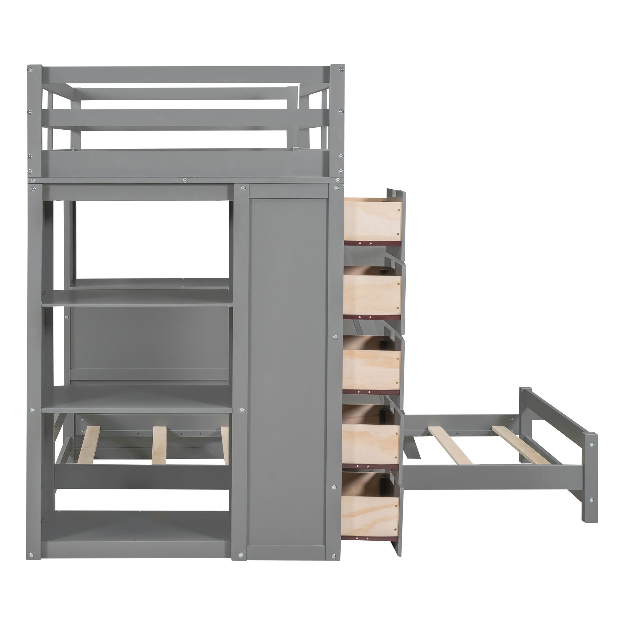 Twin Over Twin Bunk Bed - Gray - Just Better Bunk Beds