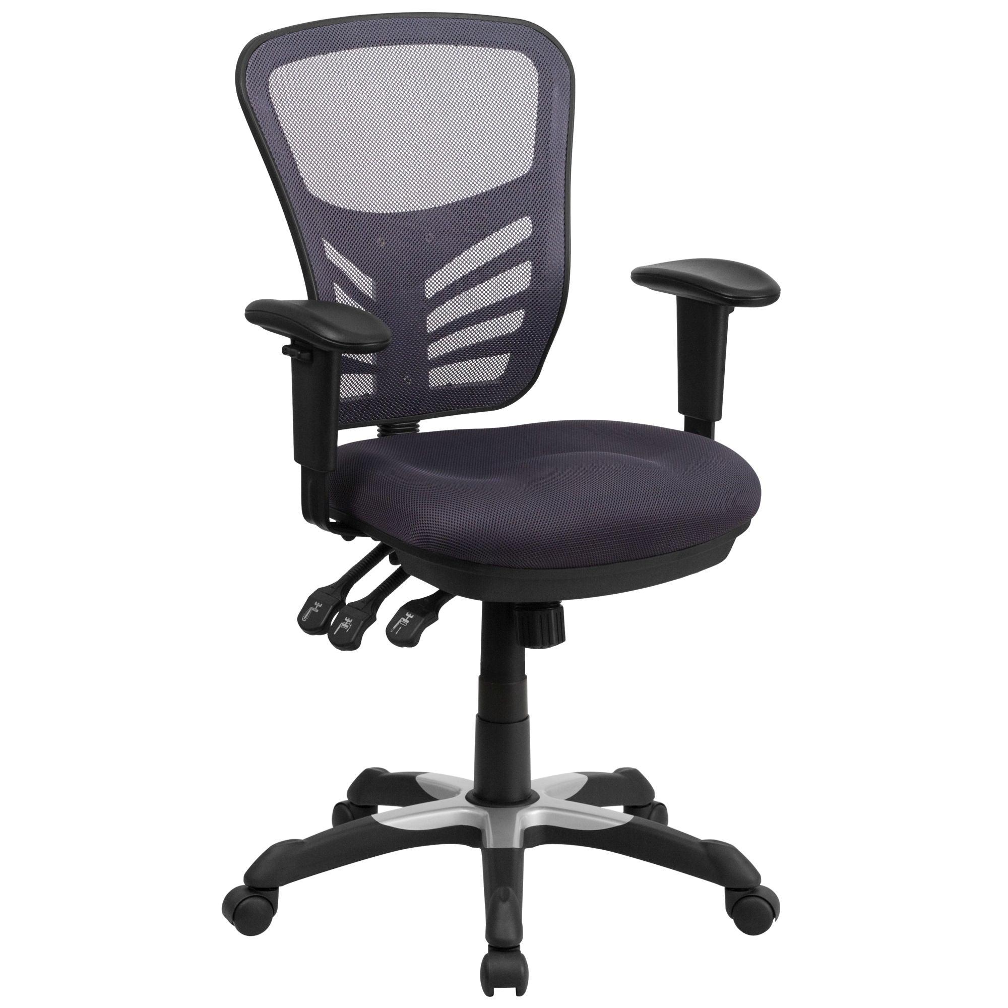 Mid-Back Mesh Swivel Office Chair with Adjustable Arms - PRHOMZ