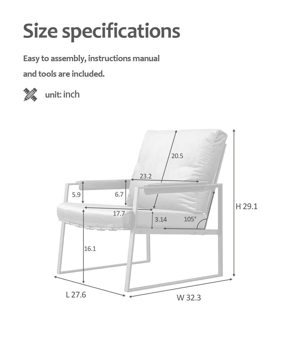 Modern Relax Single Arms Chair With Velvet Cushion - PRHOMZ
