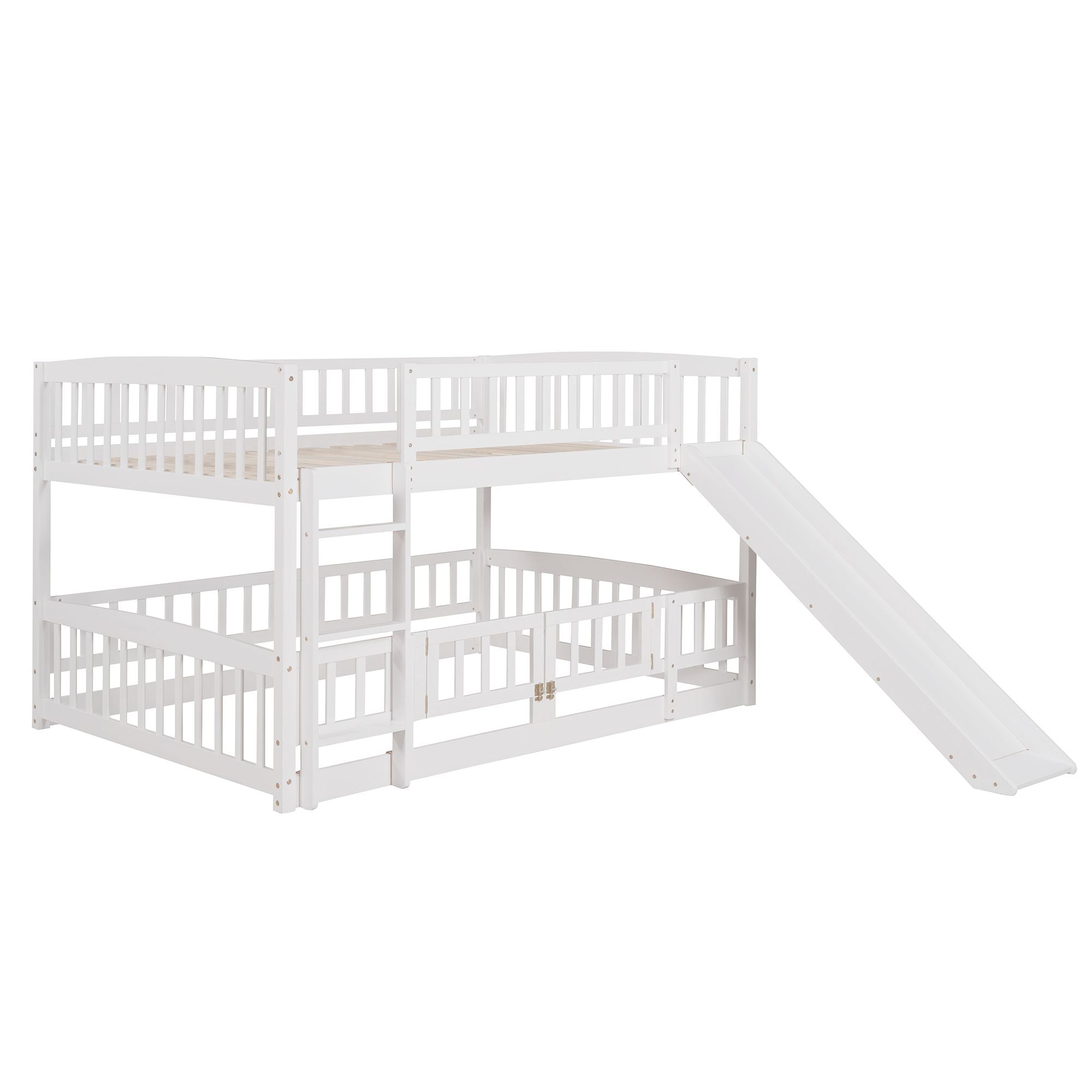 Full Over Full Bunk Bed with Slide - White - Just Better Bunk Beds