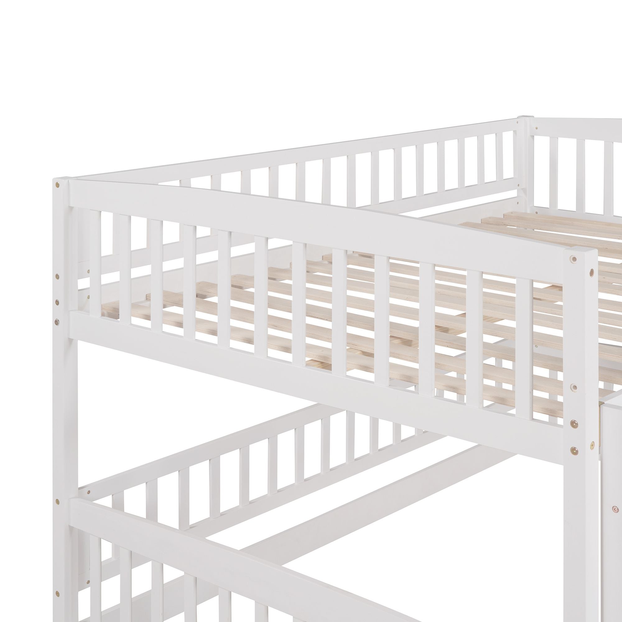 Full Over Full Bunk Bed with Slide - White - Just Better Bunk Beds