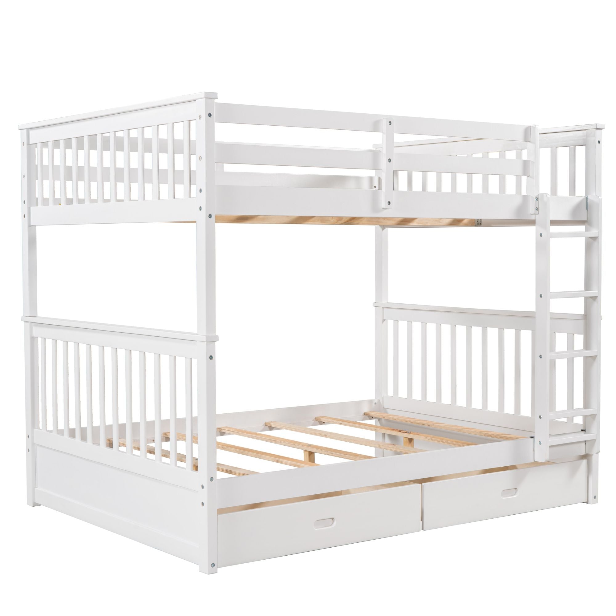 Full Over Full Bunk Bed with Ladder & Drawers - Just Better Bunk Beds