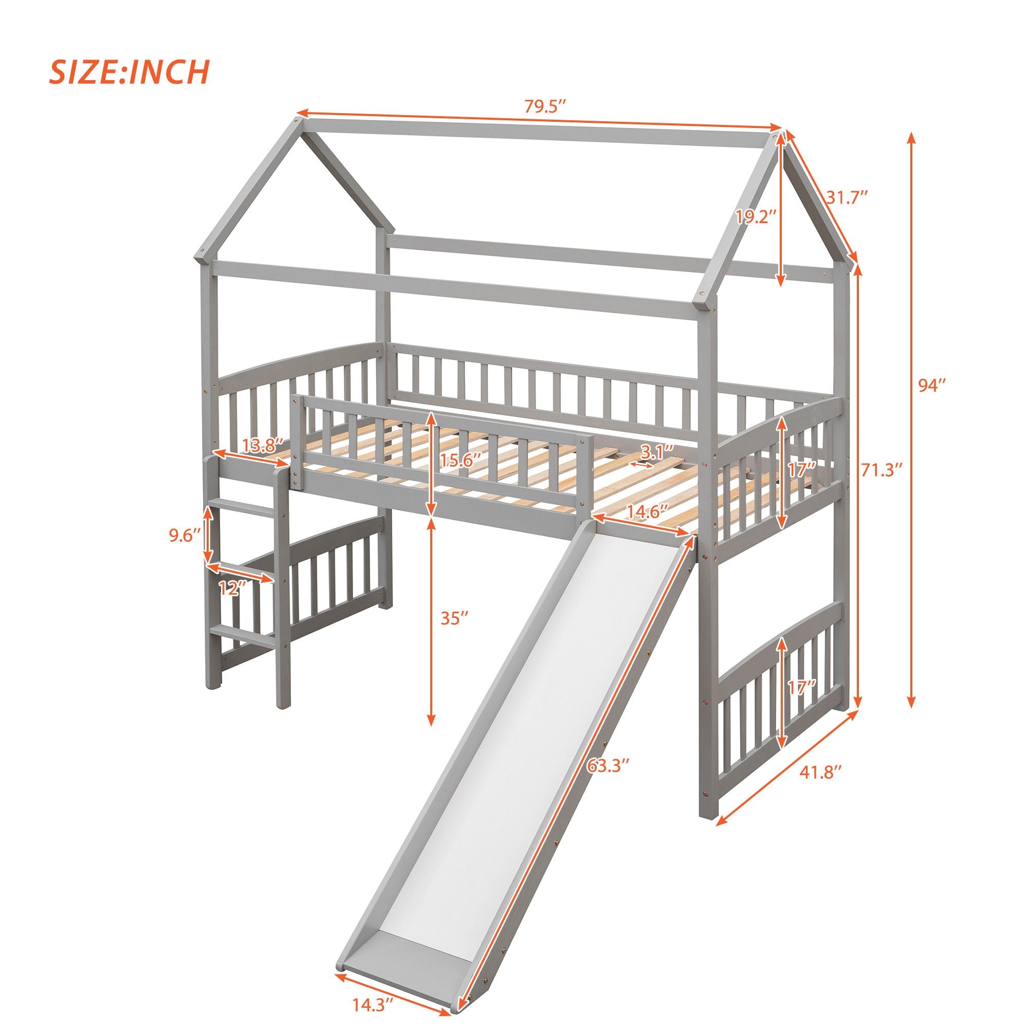 Twin Loft Bed with Slide & Ladder - Just Better Bunk Beds
